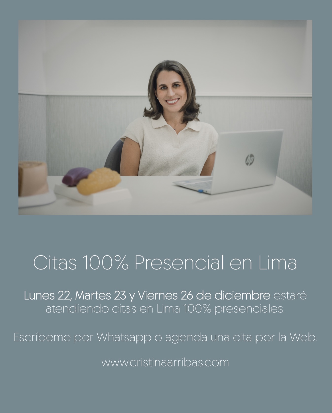 ¡Últimas citas presenciales del 2025! Agenda tu cita en www.cristinaarribas.com o por mensaje privado ✨