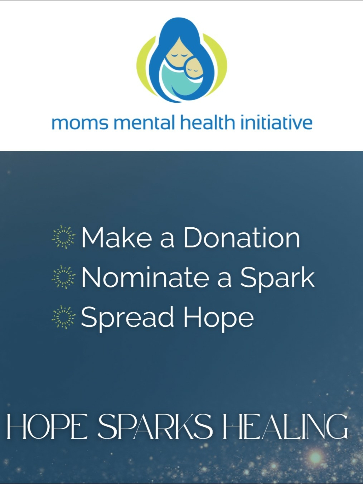 #HopeSparksHealing is about bringing light into the darkest days of life as a new parent facing a mental health condition. When we spark hope, we help light the way to healing.
Here’s how you can join us:
• Make a donation to fuel our work helping moms and birthing people navigate perinatal mental health conditions
• For every $25 gift, you can nominate someone who gave you hope— we’ll ask them to share a Spark of Hope with our community
• Light a sparkler with us on December 21 as we come together to brighten the longest night of the year
Let’s spark healing, together. Visit the link in bio!
#nonprofit #givingseason #grateful