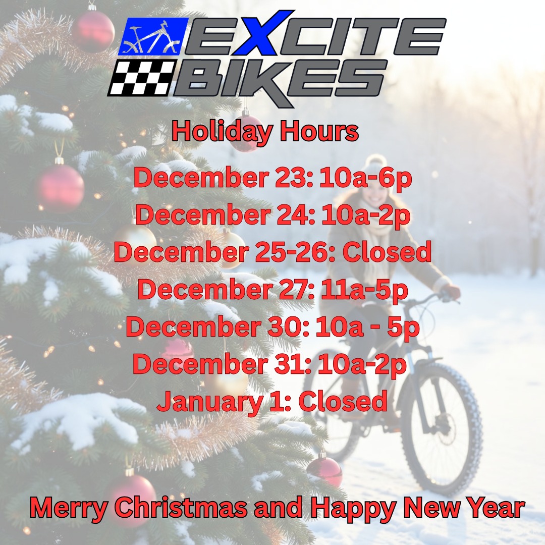 If you need to pick-up a bike or make a last-minute purchase, please note our modified holiday hours. Merry Christmas and Happy New Year!