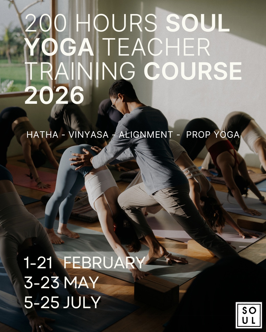 Soul Connection. Healing. Transformation. 🌿
A journey back to your true self begins here.
✨ 200 Hours Soul Yoga Teacher Training
A transformative program in 2026, ready for you.
Become part of the Soul Yoga Family 🤍
📅 Training Dates:
▫️ 1–21 February 2026
▫️ 3–23 May 2026
▫️ 5–25 July 2026
🔔 Registration for 2026 is OPEN NOW
Save your spot & step into your purpose.
More info:
🌐 www.soulyogabali.com
📲 +62817279665 (WhatsApp only)
#yogateachertraining #baliyoga #ubudyoga #yogaubud #yogabali #baliyogateachertraining #yogattc #yogaretreat #hathayoga #vinyasa #alignmentyoga