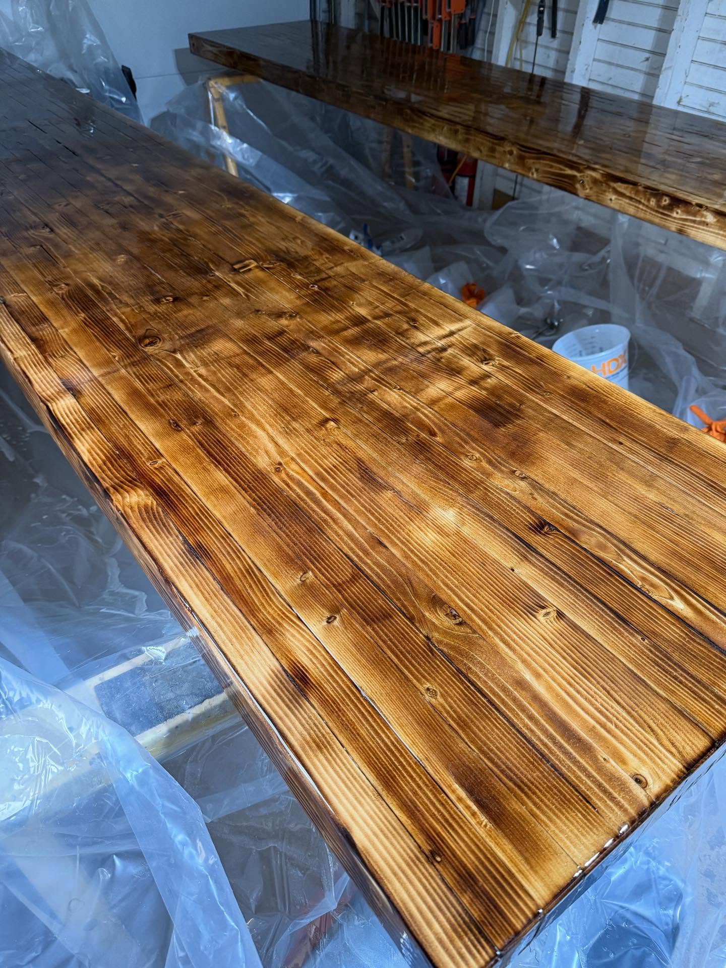 We’ve been pouring epoxy all weekend and week long. The bars will be installed tomorrow where they will aclimate to their new home before we add the finishing touches. @kingsroadbrewing has a great aesthetic and the bars are always a main part of the look. Come out to Moorestown on the 19th-21st and check out their new location!