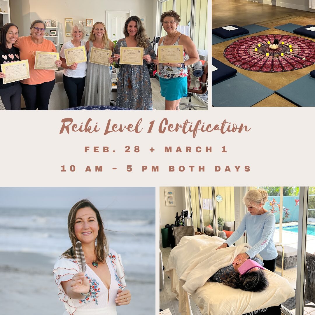 ✨ Give yourself the gift of self-healing. ✨ And… First Reiki Level One of the New Year! 🌟
Feb 28 & March 1 • 10AM–5PM
Stuart / Palm City (exact location coming soon!)
Ready to kick off 2025 with deep healing and soul-expansion? 🌿
Reiki Level 1 is your doorway into a whole new world of energy, intuition, and self-connection.
In this two-day certification workshop, you’ll:
✨ Receive the Usui Reiki Level 1 Attunement
✨ Learn to channel Universal Life Force Energy
✨ Use Reiki for yourself, loved ones & even pets
✨ Peel back layers, gain clarity & activate your natural healing abilities
✨ Experience meditations, insights, soulful conversations & a supportive circle of new friends
This weekend is always powerful… healing, transformative, and full of heart. 💛 If you’ve been feeling the nudge — this is your sign.
Spaces are limited to 6 ppl.
**Investment:** $300 (sign-up before January 15th and take $25 off - use code 25OFF at checkout)
🔗 Sign up link in bio!