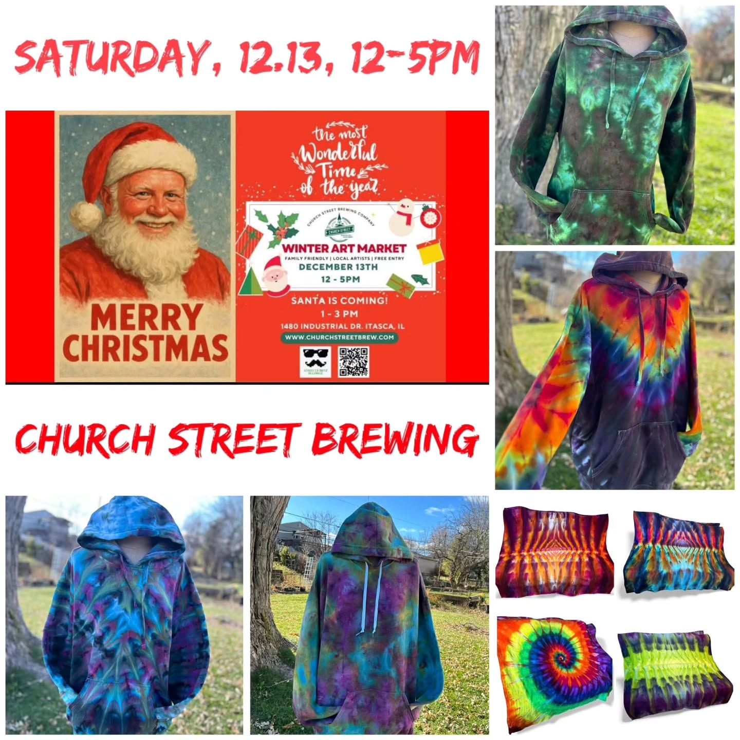 Come out on Saturday, December 13, 2025, grab a righteously good beer, and support an incredible lineup of local artists and makers. The Streetz Artz Alliance is back with the annual Winter Art Market at Church Street Brewing Company.
From 12 to 5pm, stroll the market with a beverage in hand and wrap up your holiday shopping while supporting handmade. Santa will be on site from 1 to 3pm for festive photos and plenty of fun.
Whether you're treating yourself or searching for a gift for someone special, this market brings together a wide mix of creative talent.
More than two dozen artists will be on site, including alliance favorites like Art by Decker, Libra Rising by Yoali, Gigawatt Coffee Roasters, Self Made Body & Soul, and Masterclass Savory Sweet Foods. A full list of participating artists will be shared in the event page discussion.
Expect unique, geeky, mysterious, horror-inspired, quirky, and one-of-a-kind creations. There truly is something for everyone.
Where: Church Street Brewing Company, 1480 Industrial Dr, Itasca, IL 60143
When: Saturday, December 13, 2025, from 12pm to 5pm
Santa: 1pm to 3pm
Parking: On-site and free street parking available
Cost: Free to attend and family-friendly
The brewery offers a variety of beverages, snacks, and pizzas available for purchase.
#itasca #initasca #StreetzArtzAlliance