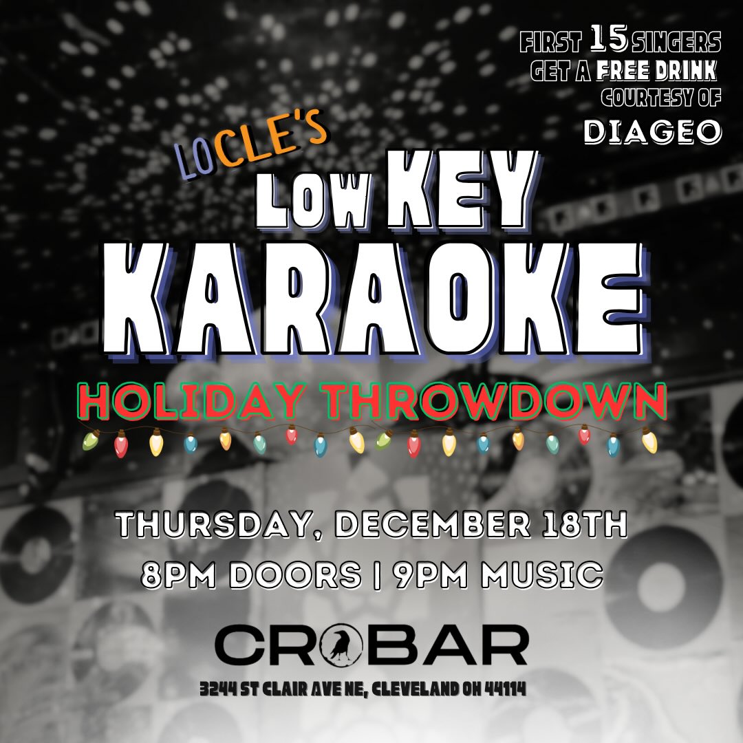 Have you missed us?
LG’s Low Key Karaoke is BACK at @crobar1921 this Thursday 12/18! Come get in the holiday spirit with us!!
Free admission per usual. Bring a friend or just yourself, and stay for the highest of vibes. We’ll see you there!
#cleveland #karaoke #crobar #loclegrown
