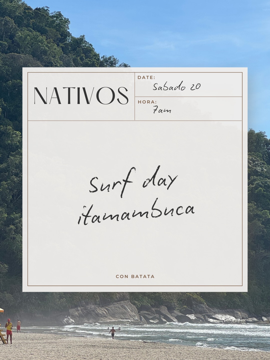 ~Surf day~
Sábado 20- 7am
Vou te contar como vai ser:
7:00 – Convidado especial AM
7.30 - TEORIA
8:00 – ÁGUA
10:00 – CAFÉ DA MANHÃ COM ANÁLISE DE VÍDEO
Bônus: massagens descontraturantes pós-surf.
14:00 – VOLTA PARA A ÁGUA, para você colocar em prática tudo o que foi corrigido na análise de vídeo.
Não fique sem a sua vaga 🤙🏼