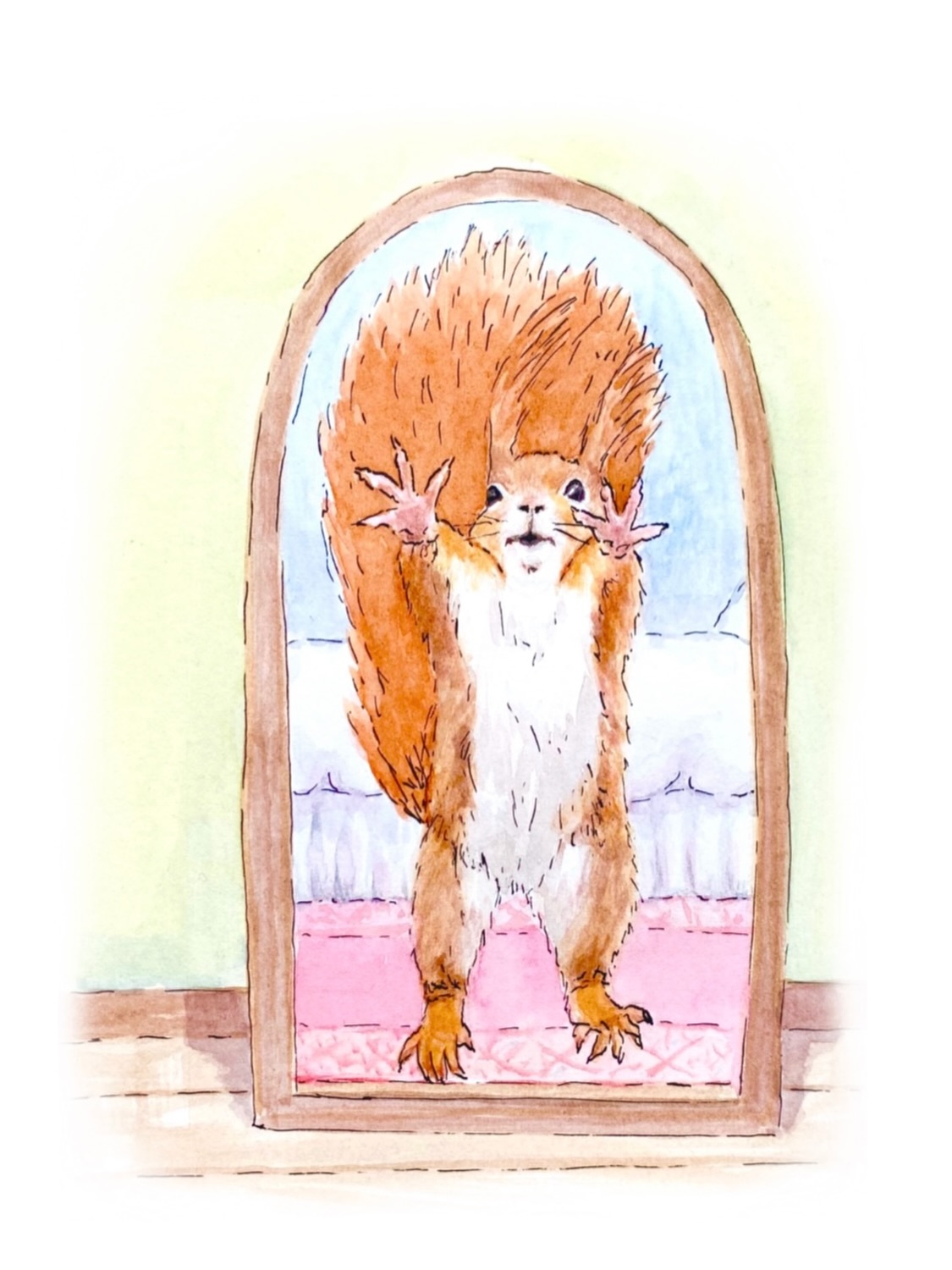 This little MELOU is patiently waiting, but in the meantime wanted to pop its little head up to say: “Hello! I hope to see you very soon in the picture book I feature in.” #squirrel #squirrelart #wildanimals #watercolor #watercolour