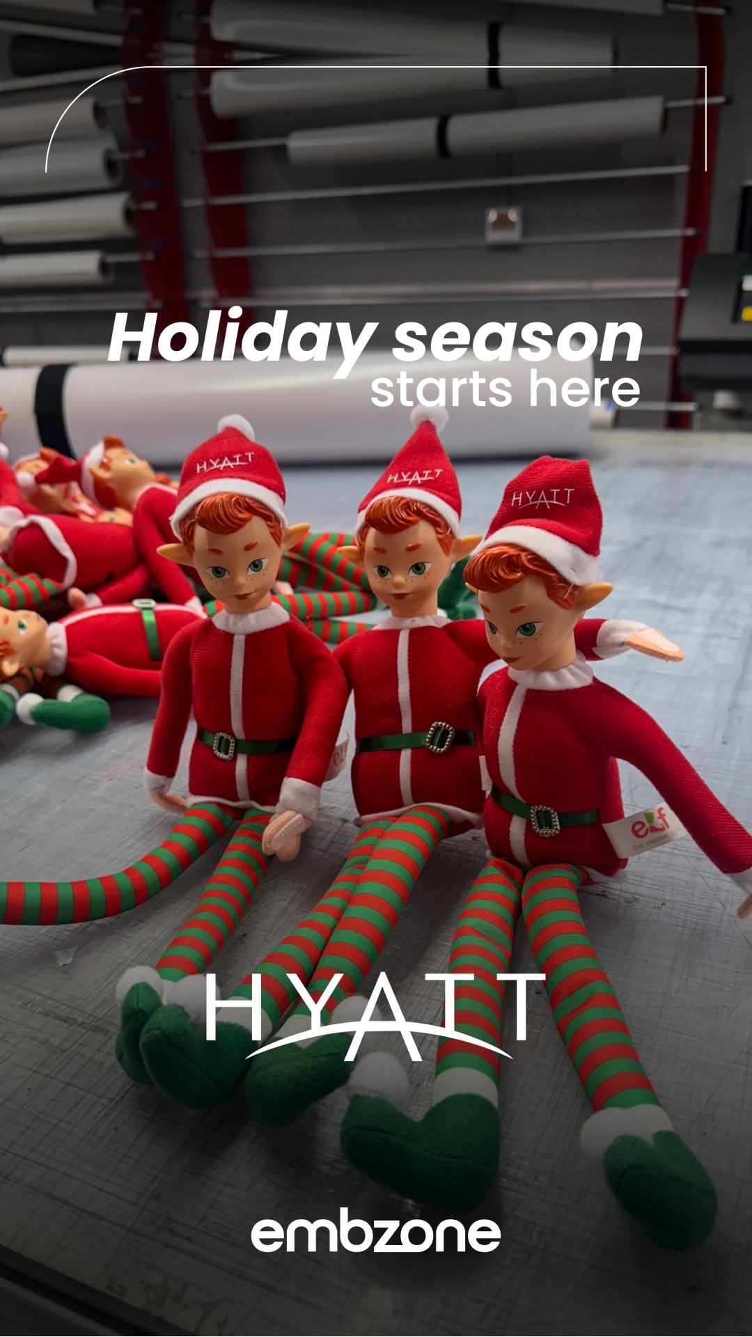 At Embzone, we take on all kinds of projects, whether they are big or small, simple or complex.
This time, as the Christmas season begins, we personalized holiday elves for Hyatt.
We’re grateful for your trust and are always ready to bring your ideas to life, no matter the style or challenge.
Thank you, Hyatt, for choosing Embzone.
#Embzone #NapaValley #Hyatthotel #ScreenPrinting