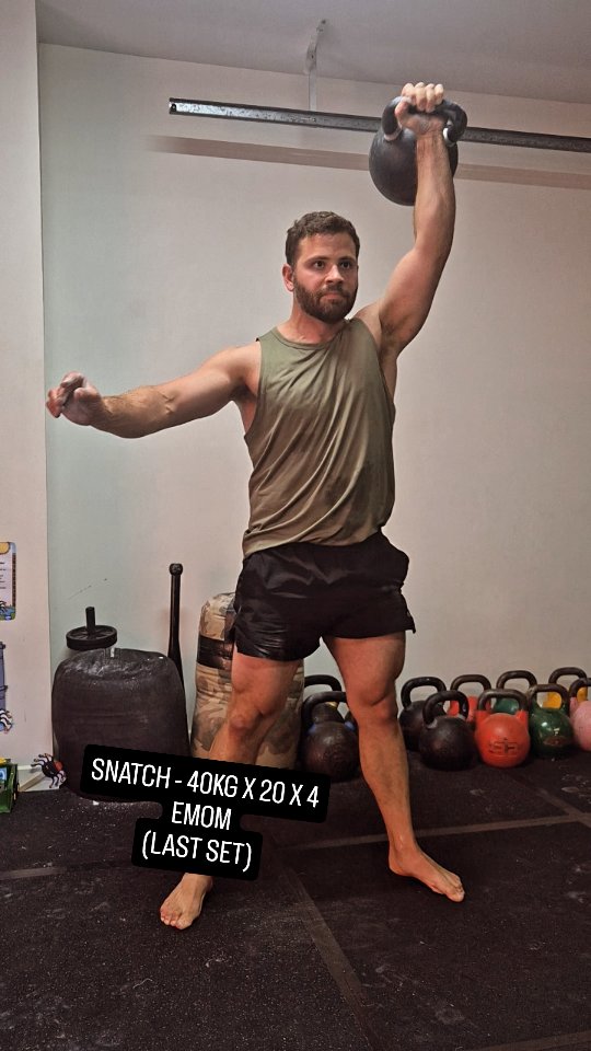 TODAYS SESSION - 8TH DEC 2025
A. GET UPS - 44KG x 3 x 1/1
B. SNATCH - 40KG X 20 X 4 - EMOM
C. 2KG ROPE - 10MINS
First day of new snatch plan. After watching @sven_rieger and @theharrywestgate the last few months and reading both their articles I decided to start AXE and pursue snatching heavier bells for a bit after Ive been building volume with the 32kg & 36kg the last couple years. Starting with the 40kg for now and see how I progress through the 44 and 48. Its nice to tackle the KB Snatch with a different mindset.
Played around with 2kg rope for 10minutes afterward just to loosen up afterwards.
