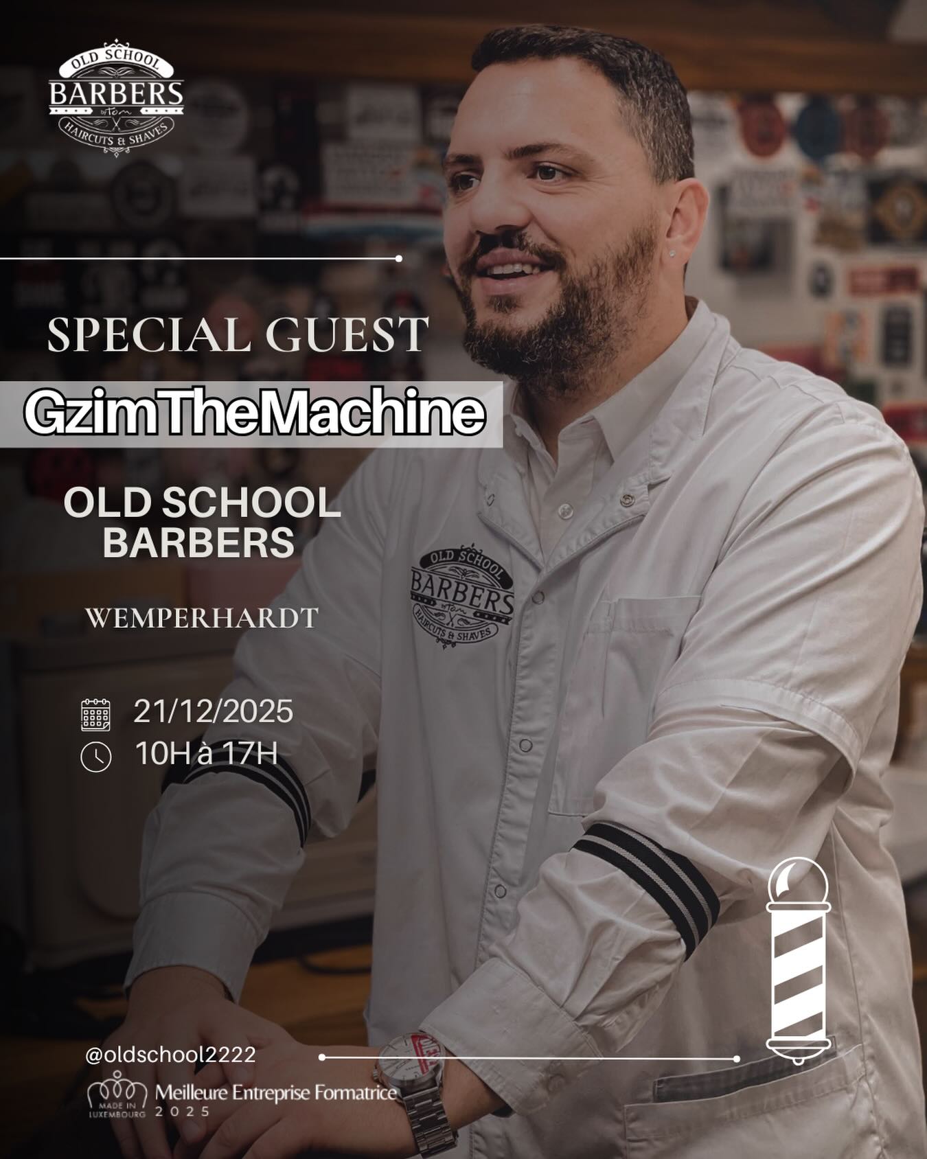 Profitez de cette occasion et retrouver Gzim the machine au Shopping Center Massen
#barber #lifestyle #specialguest #gentleman
RDV sur www.oldschoolbarbers.lu