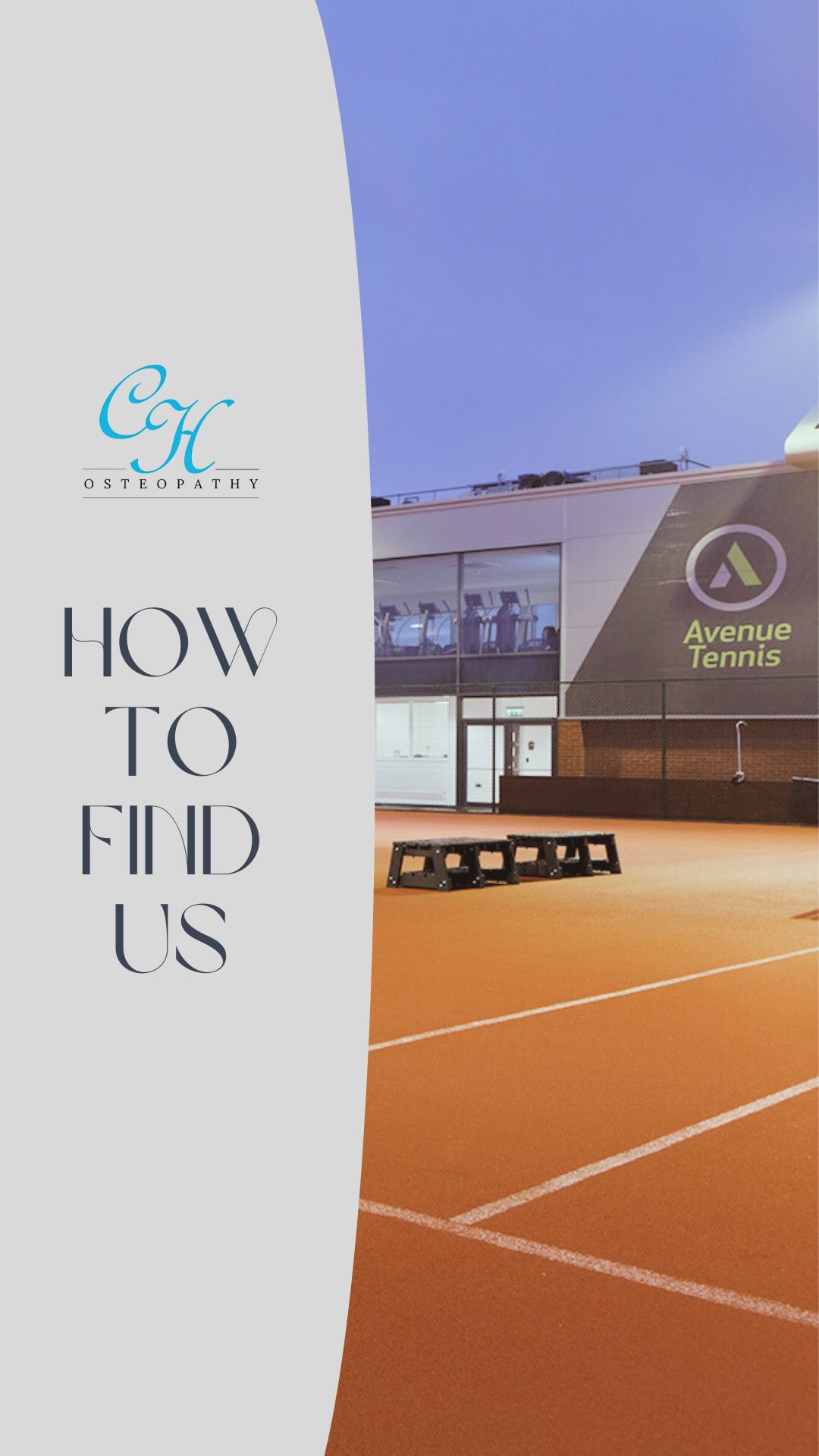 How to find us…📍
CH Osteopathy has called @avenuetennis home to our clinic for nearly eight years 💚
Here’s a quick little guide to help you find us ☺️
We’ve got you covered for all of your osteopathy and sports massage needs from Monday - Saturday 👋🏻💆🏻♀️✨
📞 01634 386188 (Avenue Tennis reception)
🖥 info@chosteopathy.co.uk
🌐 www.chosteopathy.co.uk
#Osteo #Osteopathy #Osteopath #painmanagement #holistichealth #sportsmassage #myofascialcupping #dryneedling #clinicdirections #howtofindus