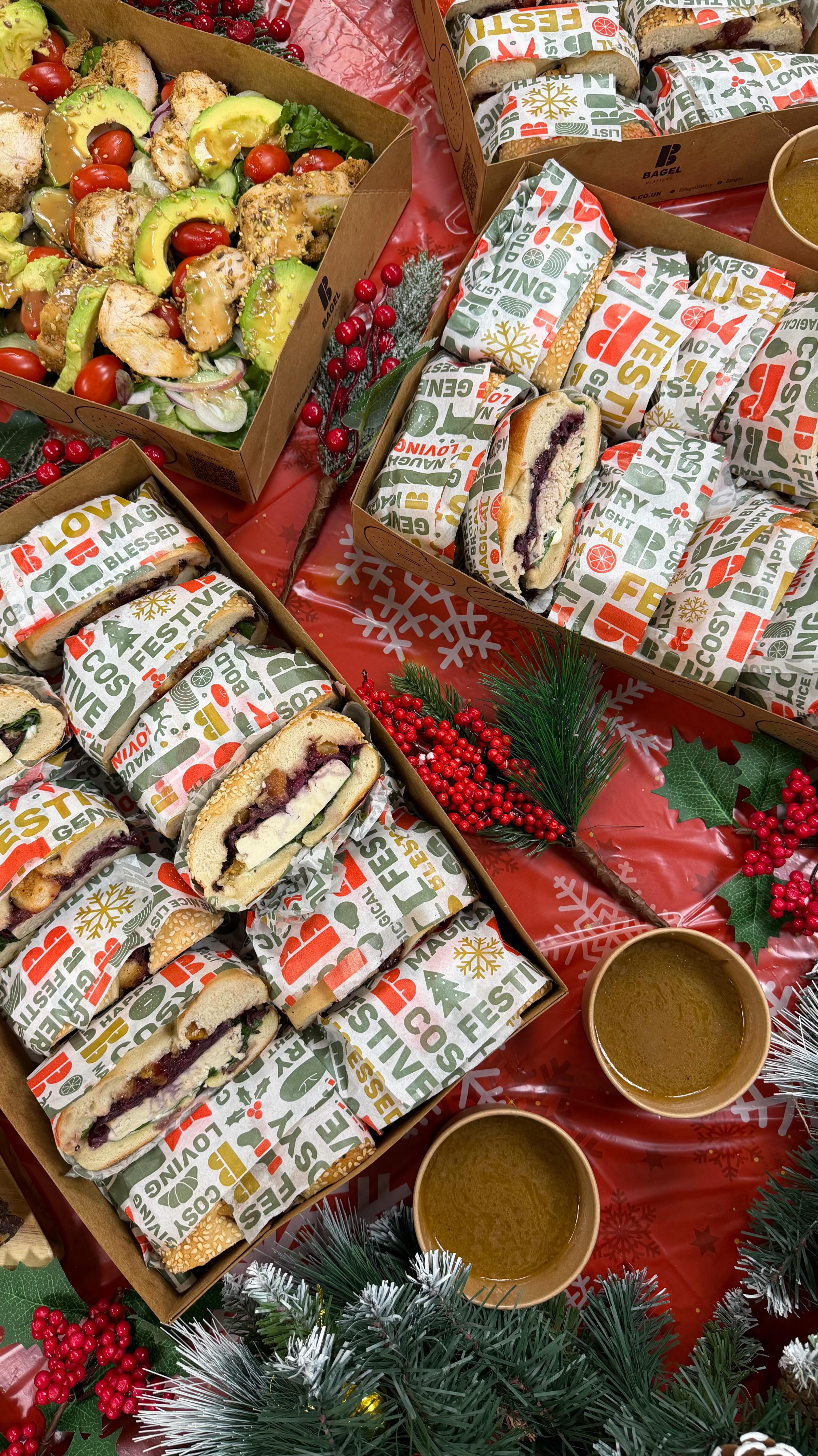 Are you organising a festive team lunch this December? 🎄
Why not try our delicious bagel platters and salads 🥯🥗
#christmascatering #catering #officecatering #christmasparty #christmas