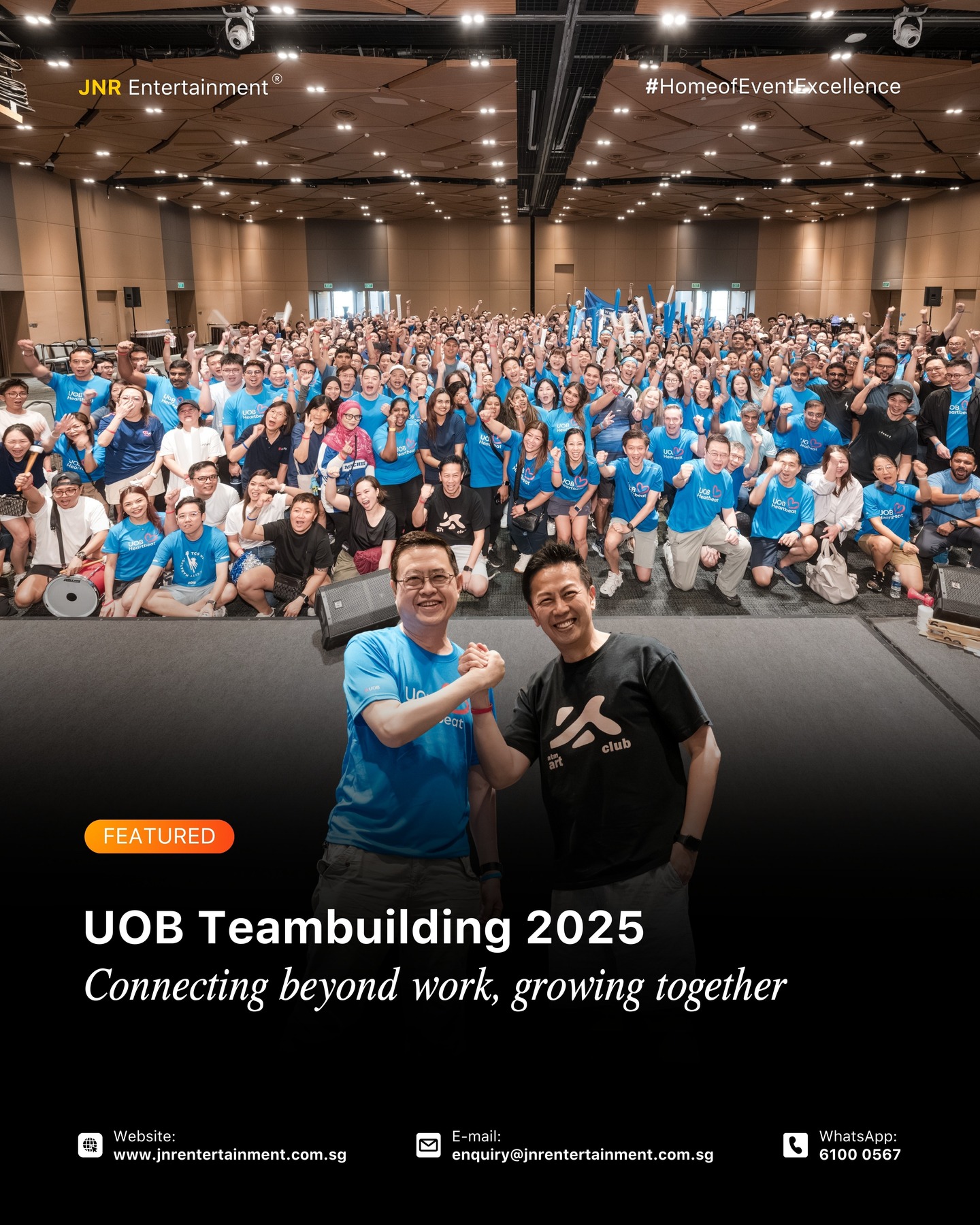 Team building is more than a day away from the office.
When thoughtfully designed, it becomes a platform for communication, trust, and stronger working relationships.
The most impactful sessions aren’t about complexity — they’re about intention, flow, and understanding team dynamics.
Purposeful events create lasting impact.
✉️ enquiry@jnrentertainment.com.sg
☎️ 6100 0567
🌐 jnrentertainment.com.sg
#TeamBuildingSG #CorporateEventsSG #EmployeeEngagement #WorkplaceCulture #EventExperience #LeadershipAndTeams #JNRentertainment