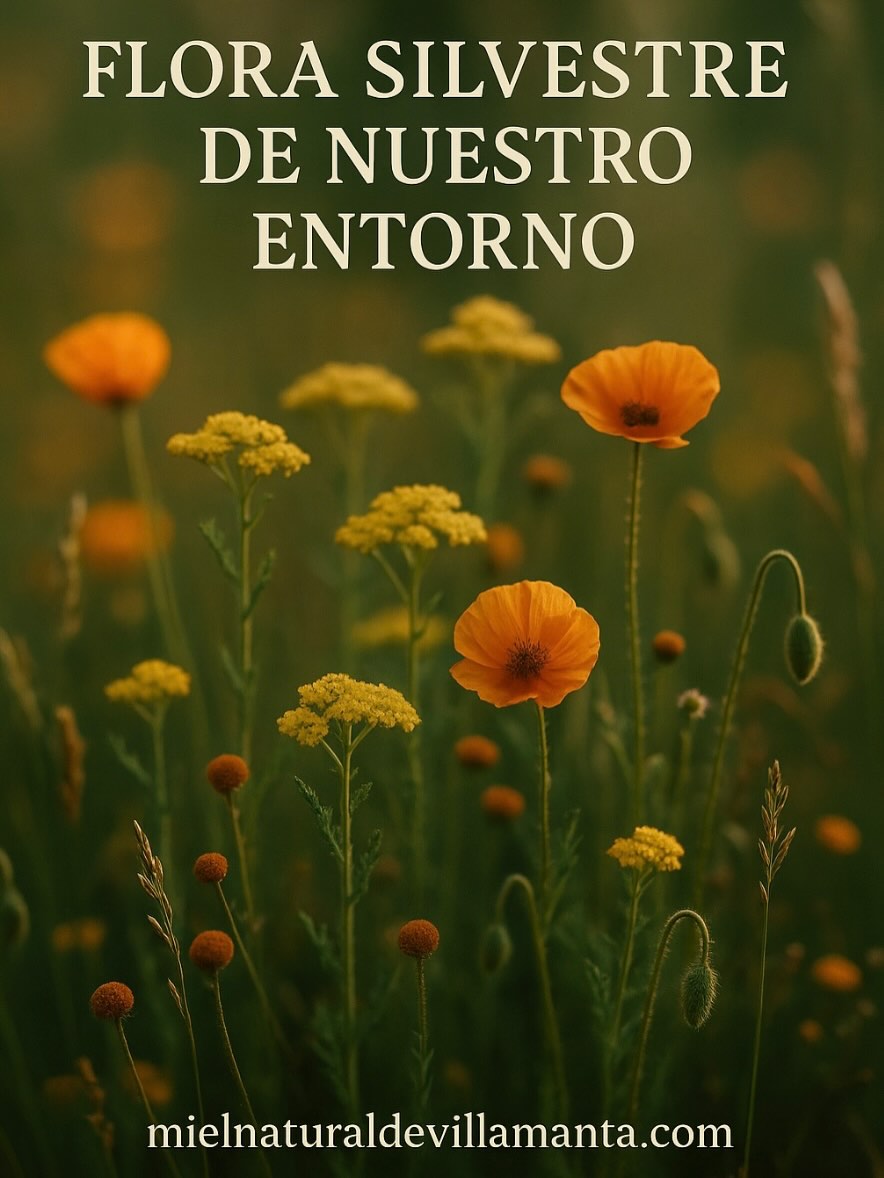 🌼 Cómo la flora silvestre de Villamanta aporta carácter a nuestra miel mil flores
La biodiversidad del entorno de Villamanta enriquece de forma única nuestra Miel MIL FLORES. Cada especie silvestre aporta matices propios al aroma, color y sabor, creando un perfil complejo y muy representativo del suroeste madrileño.
🌿 Cantueso (Lavandula stoechas)
Aporta un aroma floral intenso, ligeramente balsámico, con notas herbales. Contribuye a un retrogusto suave y perfumado característico de las mieles de monte mediterráneo.
🌳 Espino blanco (Crataegus monogyna)
Sus néctares ofrecen tonos delicados y afrutados, suavizando el conjunto y añadiendo un punto dulce muy equilibrado.
🌾 Retama amarilla (Retama sphaerocarpa)
Proporciona aromas cálidos, con matices a polen y vegetación silvestre. Incrementa la densidad y aporta un toque terroso muy típico de las mieles de zonas abiertas y soleadas.
🌳 Árbol del pan / Morera blanca (Morus alba)
Sus flores discretas aportan notas suaves, casi cremosas, que redondean la mezcla y contribuyen a un color algo más claro.
🌿 Acacia de tres espinas (Gleditsia triacanthos)
Aporta néctares suaves y limpios que ayudan a que la miel sea más fluida y luminosa, con matices ligeros y elegantes.
🌼 Jaramago (Diplotaxis spp.)
Incorpora un carácter más campo-silvestre, con notas ligeramente especiadas y frescas muy típicas de las crucíferas.
🌸 Almendro (Prunus dulcis)
Es de las primeras floraciones del año: aporta aromas delicadamente almendrados y notas florales finas que dan profundidad al perfil final.
⸻
🍯 Resultado final en la Miel MIL FLORES de Villamanta
La combinación natural de todas estas especies da lugar a una miel:
• Aromática, con matices florales complejos.
• Equilibrada, uniendo flores tempranas (almendro) y de pleno campo (retama, cantueso).
• Representativa del entorno, reflejando la vegetación silvestre mediterránea de la comarca.
• Con personalidad propia, gracias a especies menos habituales como la acacia de tres espinas o el árbol del pan.