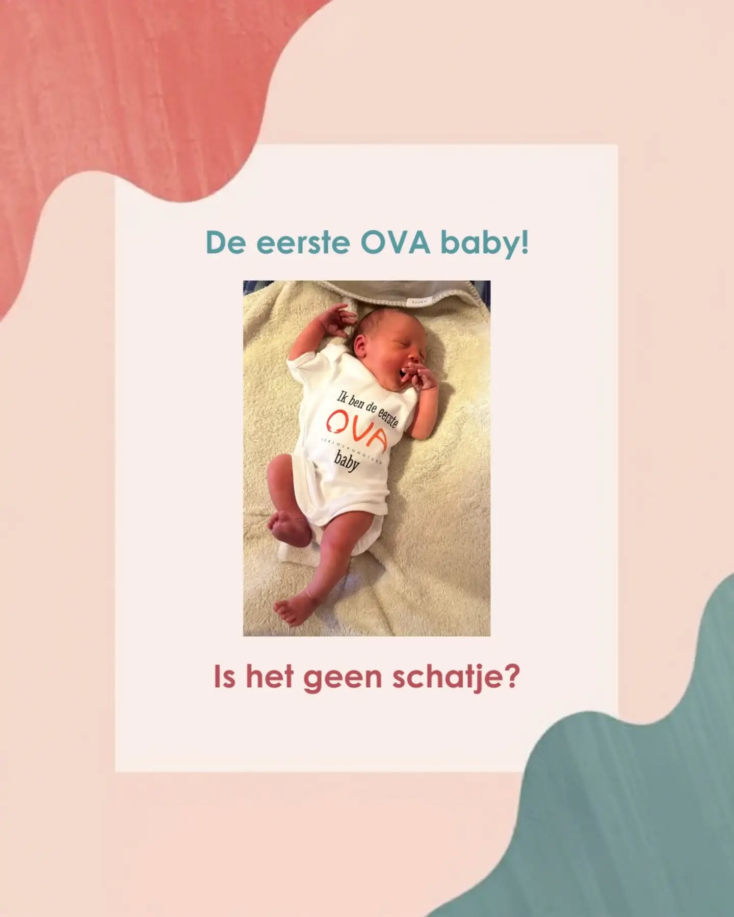 Inmiddels zijn er al 7 OVA baby's geboren, maar deze knapperd Jasmijn was de eerste!
Wat staat die romper haar goed he?! 🩷👶🏼
We wachten op nog heel wat januari baby's en kunnen niet wachten al jullie mooie kindjes te bewonderen 😍
*foto geplaatst met toestemming van de ouders