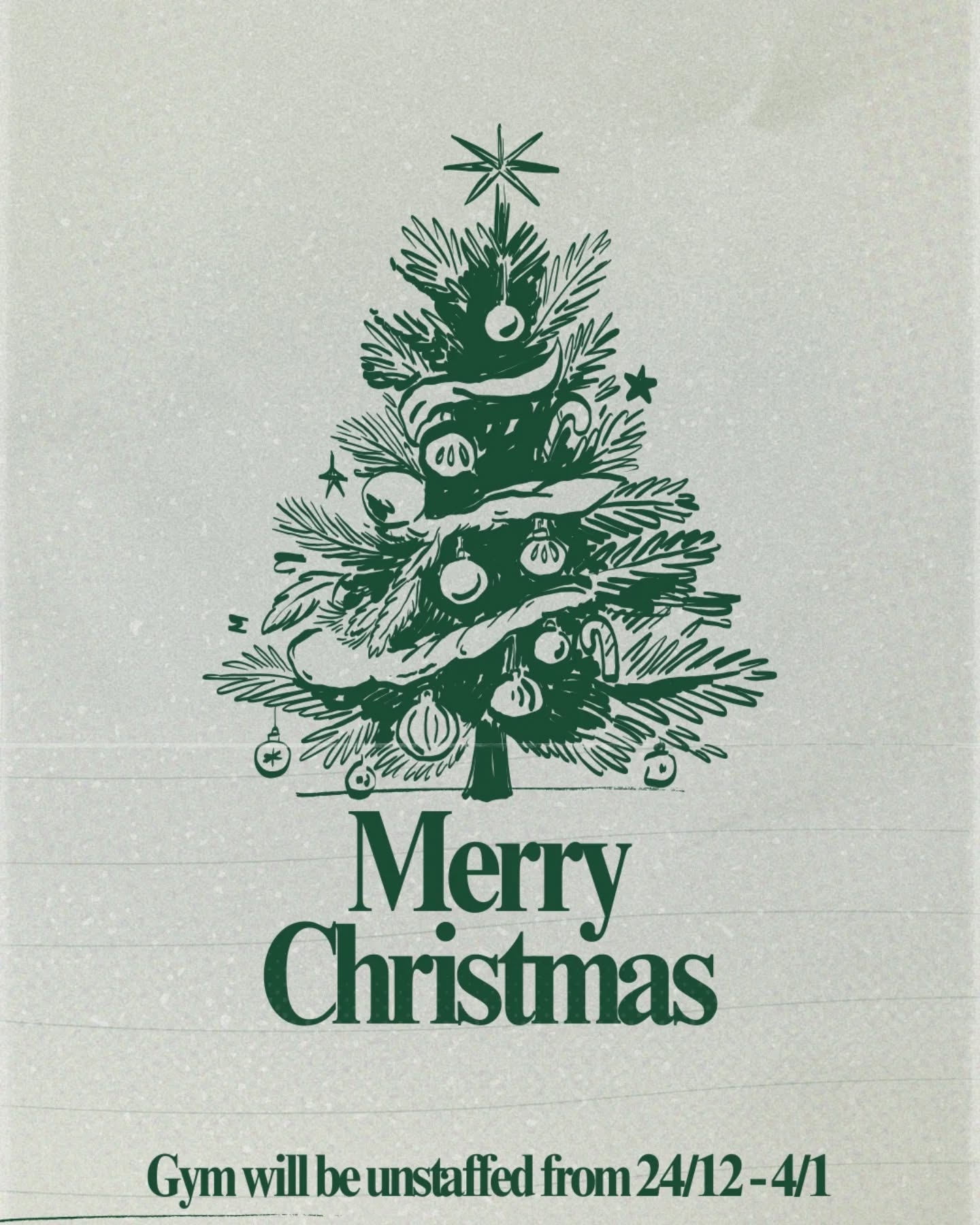Hope everyone has a Merry Christmas and enjoys time with family and friends.
The gym will be unstaffed from 24/12-4/1.