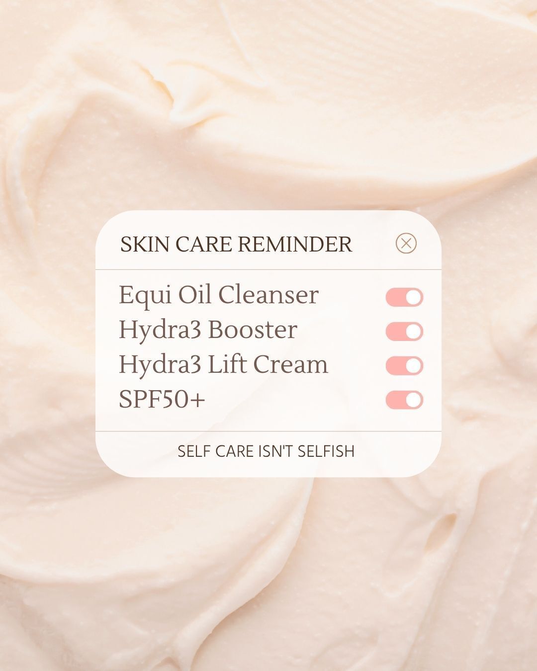 Your daily skincare reminder
It’s not “just a routine” ,it’s a ritual of self-care.
Cleanse away the day, hydrate deeply, and protect your glow.
Morning combo:
– Equi Oil Cleanser
– Hydra3 Booster
– Hydra3 Lift Cream
– SPF50+
Because self care isn’t selfish — it’s how you show love to the skin you live in
.
.
.
.
#PeachfaceSkincare #Hydra3 #EquiOilCleanser #ProAgeing #BrisbaneBeauty #BrisbaneSkincare #Tarragindi #AustralianMadeSkincare #CleanBeauty #NaturalSkincare #AussieBrand #VeganSkincare #BarrierLoving #HealthySkinJourney #PeachyGlow #SPFAlways #SelfCareIsntSelfish