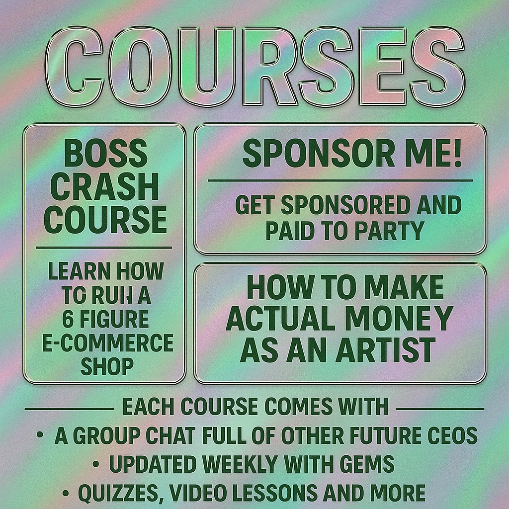 Ready to boss your life up ?? Want to be a stay a home mom ? Paid to PARTY ? Take our courses and join a chat full of future CEOS 👩🏽💼👨🏽💼, learn how to make your first 100k & the dos & donts !
ALL COURSES 90% OFF 🫨🫨 USE CODE BF90 @ CHECKOUT PLAYERS
#crashcourse #ceo #wfh #wfhmom #businesswomen #boss #bossbabe