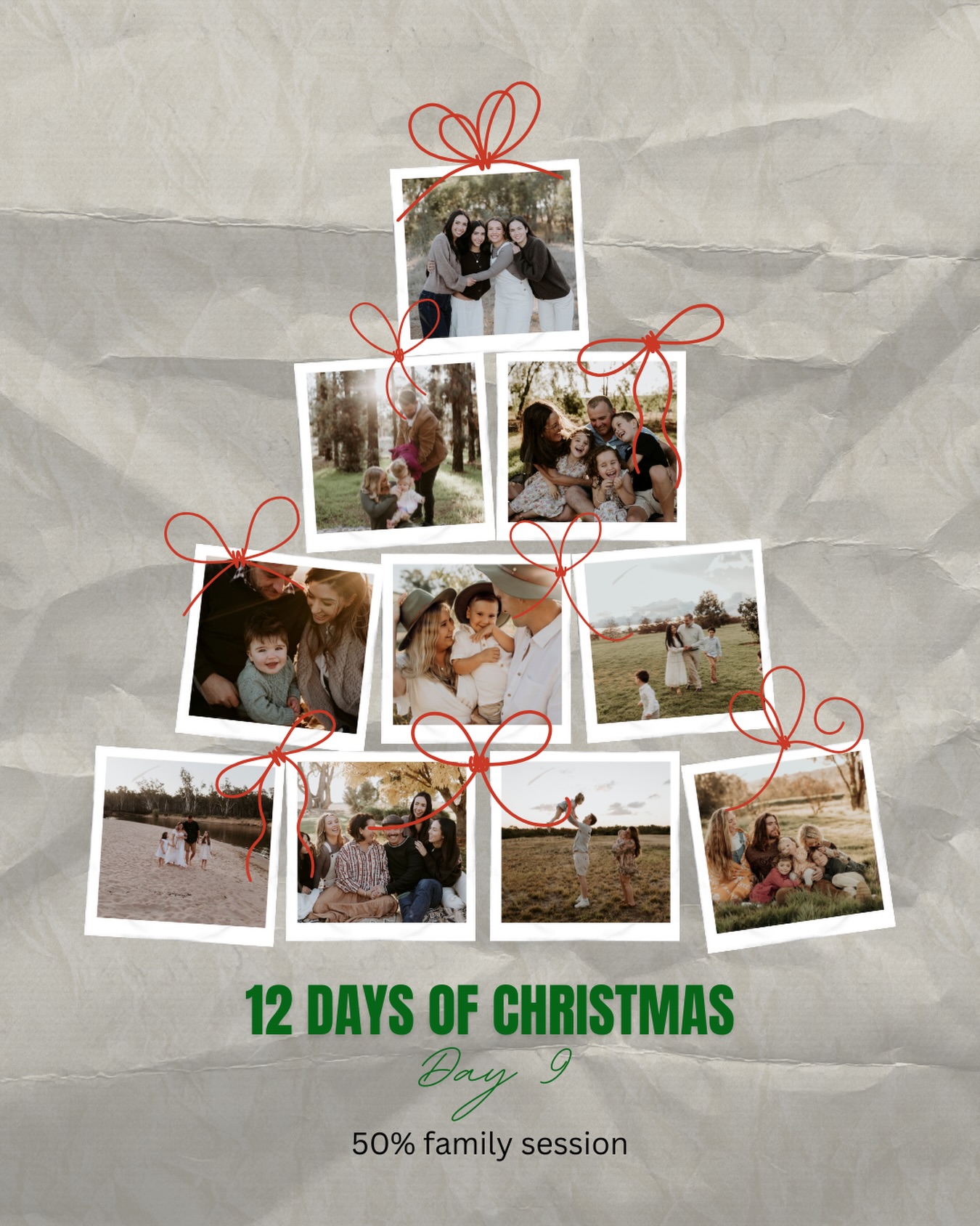 Day 9 is for the families wanting something real, warm and fun.
Book a family session today for 50% off, and you’ll also receive 50% off hair + beauty services at @honeyandhivelounge
To claim:
• Book today and pay your $100 deposit
• Session must be booked between now and June 30th
Let’s create memories your kids will look back on forever.