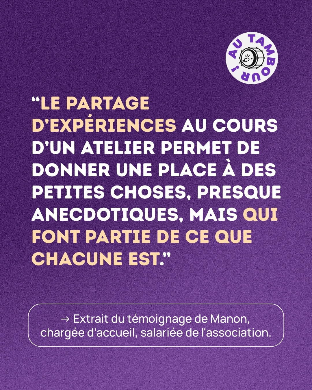đ„ âAccueillir dignementâ, câest Ă dire ?
Aujourdâhui on vous partage un extrait du tĂ©moignage de Manon, chargĂ©e dâaccueil chez AT!.
â
#autambour #fairedubruitpourlesfemmes #associationlyonnaise #sororité #feminisme #lyon #solidarité #parolesdefemmes #associationfeministe
