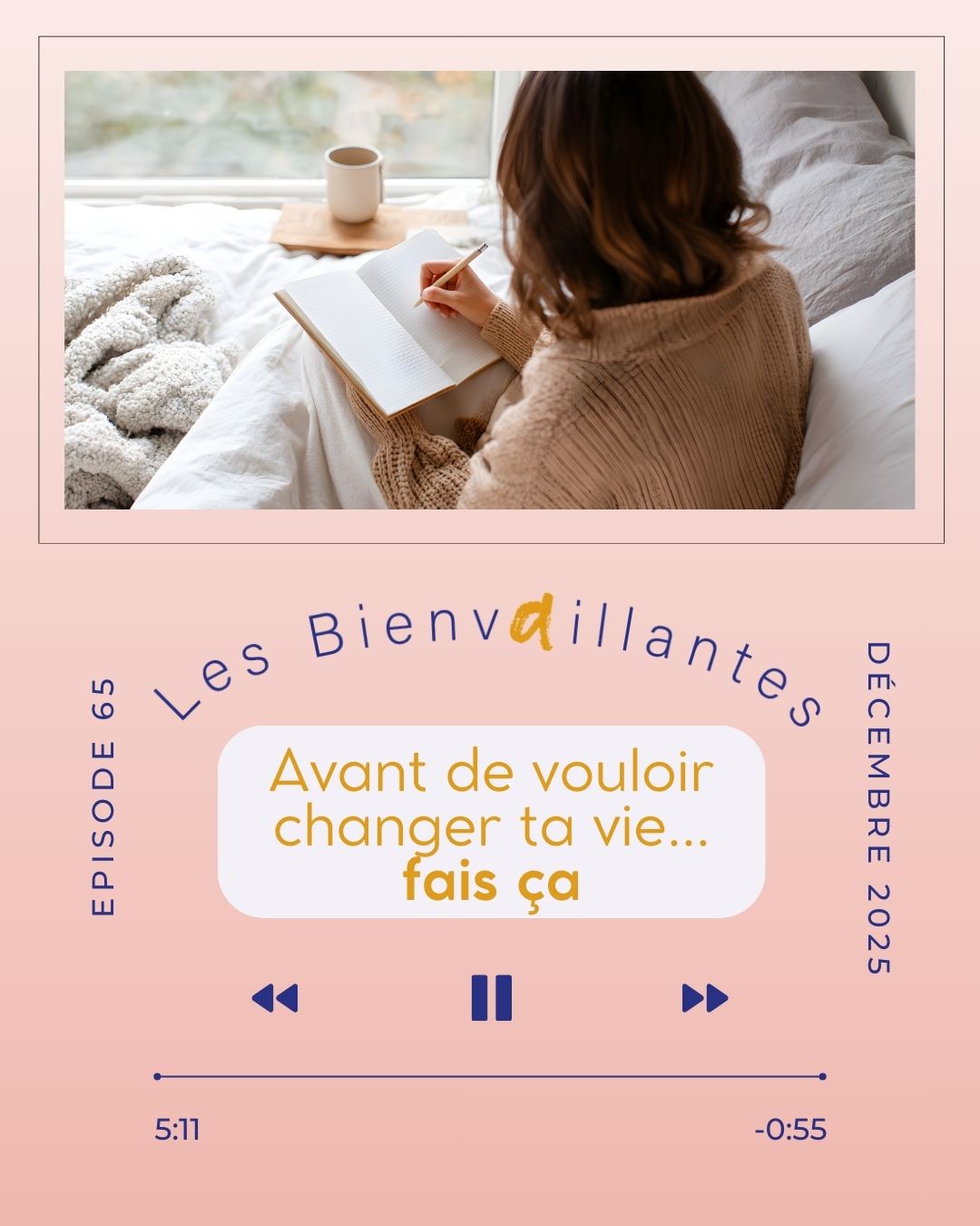En ce moment, j’entends partout :
“L’an prochain, je fais autrement.”
“Cette fois, je m’y mets.”
“Il faut que ça change.”
Mais si tu loupes cette étpae cruciale,
tu risques juste de repartir… fatiguée.
🎧 J’ai sorti un épisode-exercice du podcast Les BienVaillantes.
Cet épisode...c'est du concret,Un vrai temps pour faire le point,
te reconnaître,
et repartir autrement.
👉 Épisode #65 – Avant de vouloir changer ta vie… fais ça
(Il y a des surprises dedans 👀)
🎧 Dispo sur toutes les plateformes
🔗 lien en bio
Prends ces quelques minutes.
Elles peuvent tout changer 💛
#bonnesresolutions #coachingfemme #coachingmaman #changement
