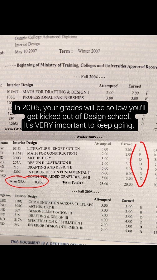 Fun fact about me. After the first semester of Design school, my grades were so low I got kicked out of the program 🫣 Got my act together and kept going. If 2005 Lizzy could see 2025 Lizzy she would never believe it for a second.