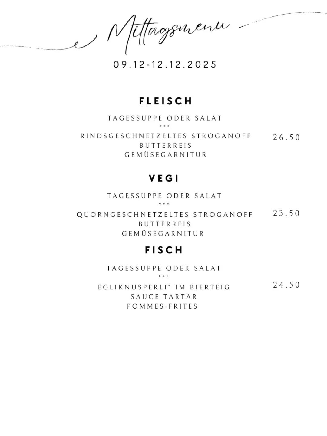 Unsere Menüs für die neue Woche. Wir freuen uns auf euch! #stroganoff #stadtstgallen #schweizerfleisch🇨🇭