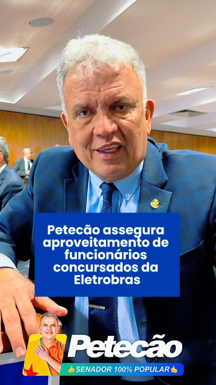 Petecão assegura aproveitamento de funcionários concursados da Eletrobras
Amigos, acabei de conseguir uma vitória importante na CCJ. Meu relatório sobre o projeto de lei (PL) 1.791/2019, que trata dos concursados da Eletrobras foi aprovado! Esse projeto garante que os trabalhadores demitidos após a privatização possam ser aproveitados em outras empresas públicas, com funções e salários compatíveis.
Já que haviam passado em concurso e dedicado anos ao setor elétrico, não podiam ficar desamparadas. Estou fazendo minha parte para dar justiça e dignidade a quem sempre serviu ao nosso Brasil. Agora seguimos para o Plenário.