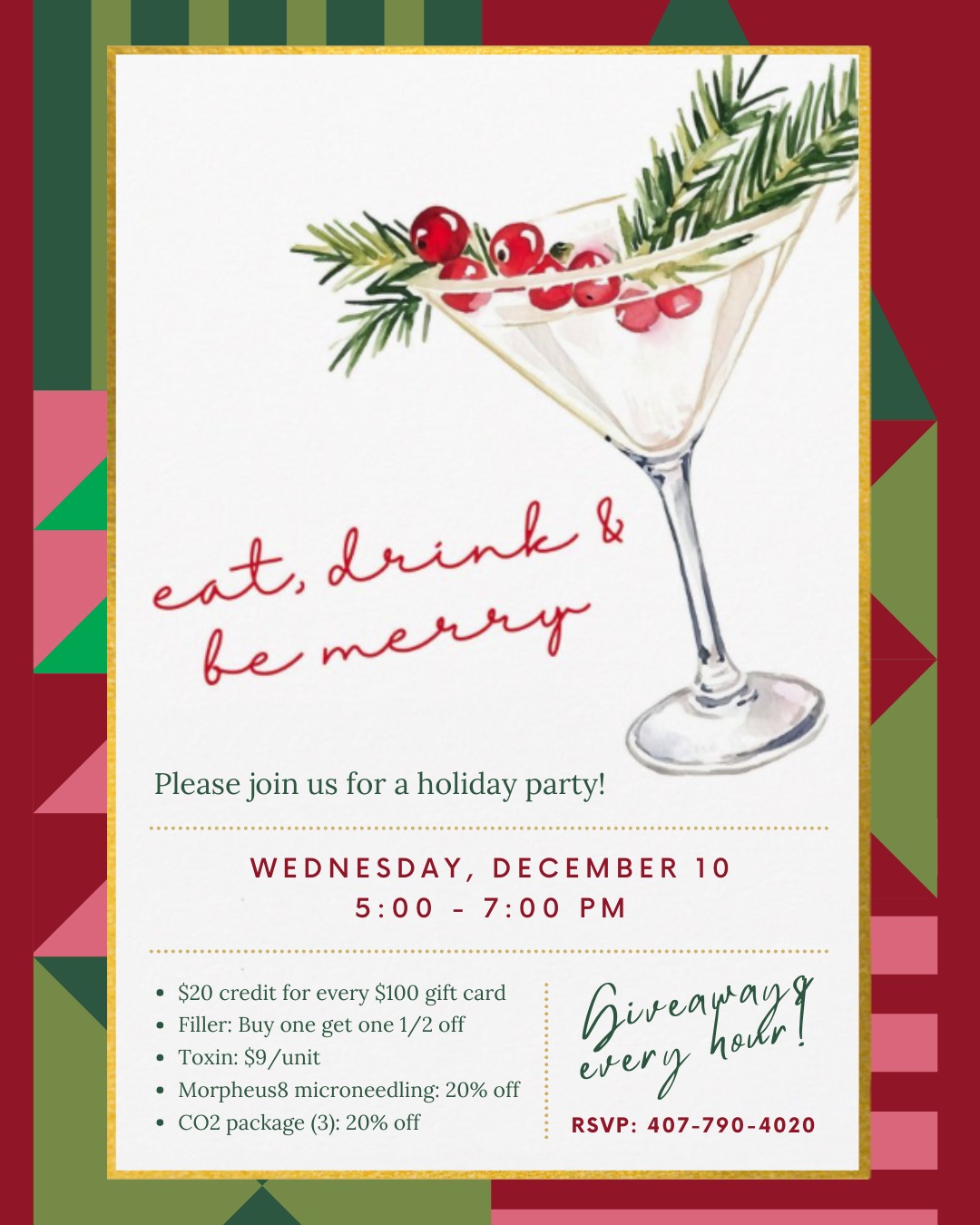 It's almost party time! Have you RSVP'd?
🗓️: Wed, December 10th
🕔: 5:00 - 7:00 PM
📍: 2828 Casa Aloma Way, Suite 500
🎁: Giveaways every hour!
Call us at 407-790-4020 to reserve your spot. We can't wait to see you!
#SamanoAesthetics #WinterParkFL #AntiAging #Potenza #CO2 #Morpheus #Quantum #FaceTite #InMode #Injectables #Holiday #Specials
