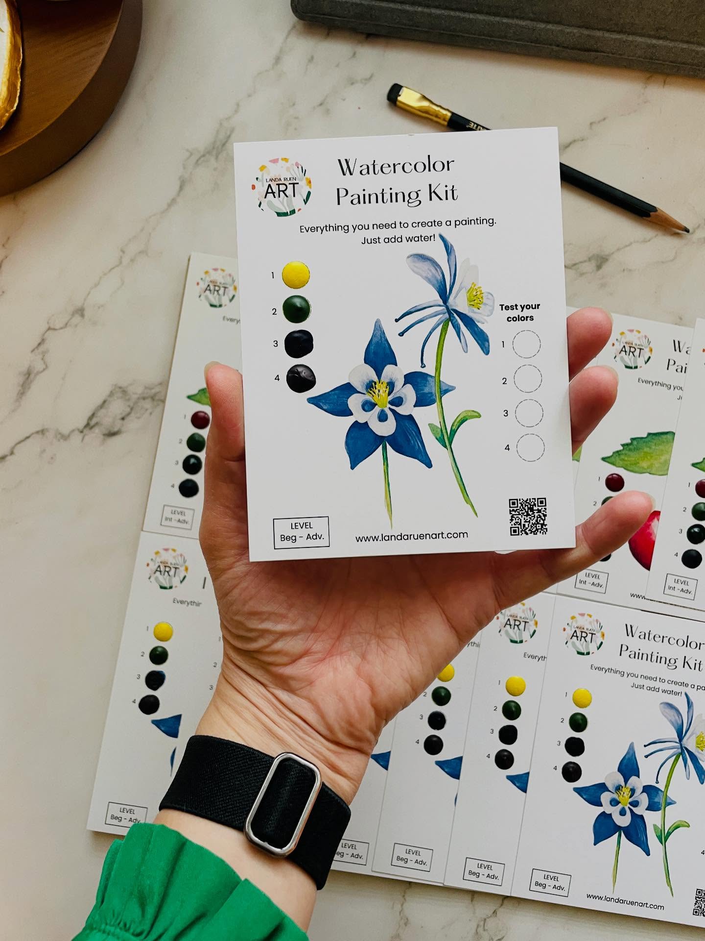 New kit alert 🚨
These pretty columbines are my newest design and watercolor kits.
My sister had this one on her wish list and so I couldn’t resist making it happen just in time for the holidays. (Sis if you see this, you know what’s going into your stocking). 😉
I loooovvved painting this one! The colors and delicate shapes were a perfect combo.
You can paint one too or gift it. They are now in my shop.
What design or image should be my next kit? Share below 👇
#watercolorkits #watercolorflowers #landaruenartshop