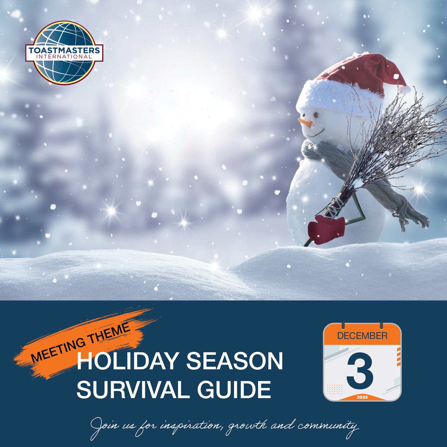 🎄✨ Holiday Season Survival Guide (Unicorn-style!) ✨🎄
Between year-end deadlines, family expectations, and a calendar full of “festive fun,” the holidays can feel… a little extra.
This Wednesday, Unicorn Tribe Toastmasters is unpacking real-world strategies to:
stay calm when plans change
set kind but firm boundaries
keep your voice, values, and humour intact
If you’d love to stress less and smile more this season, join us as a guest — no experience needed, just curiosity.
📅 Wednesday, December 3
🕖 7:00–9:00 pm (Pacific) – on Zoom
📧 unicorntribetoastmasters@gmail.com
🌐 www.unicorntribetoastmasters.com
#UnicornTribeToastmasters #Toastmasters #PublicSpeaking #HolidayStress #HolidaySurvivalGuide #ConfidenceBuilding