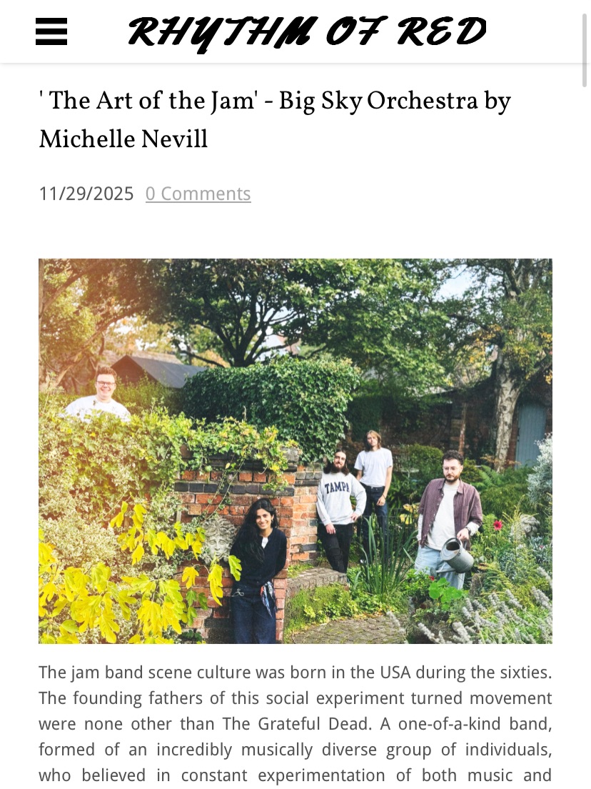 Hey folks 👋🏼
Before & during our Autumn tour, we had the pleasure of chatting with our good friend Chelle from @rhythmofredmusic for the most in depth interview we’ve ever done!
Chelle did such an amazing job with this write up & we’re incredibly grateful to be the first feature on her site!
Please go check out @rhythmofredmusic & the interview!! 🤩 link in bio / below!
https://www.rhythmofred.com/the-stage—feature-interviews/art-of-the-jam-big-sky-orchestra-by-michelle-nevill