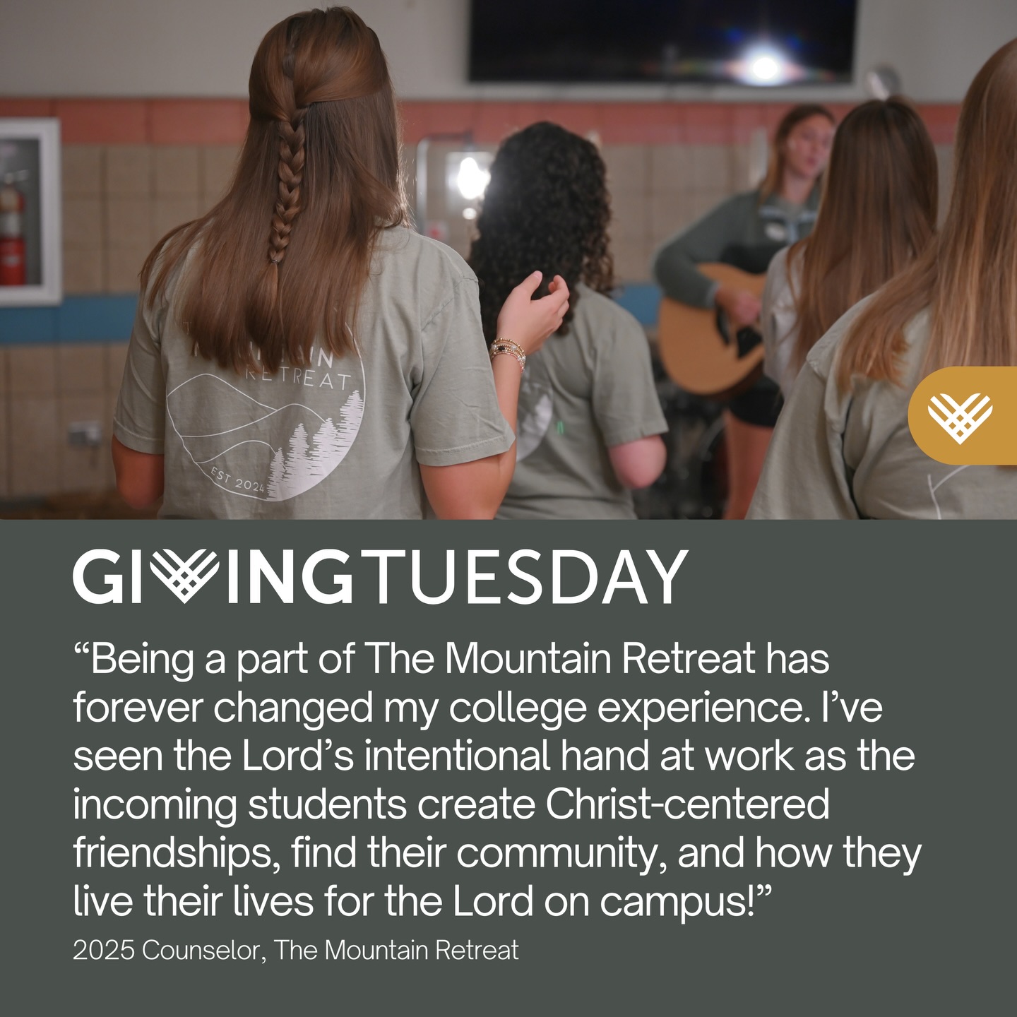 TODAY IS GIVING TUESDAY!
We would LOVE for you to join us in reaching college freshmen for the kingdom! A gift to the Mountain Retreat helps incoming college students find their people, find their place and find their purpose before they ever step foot on campus this fall.
Make your gift today at akfgywrd.donorsupport.co/-/XRNGJMCQ or click the link in our bio!