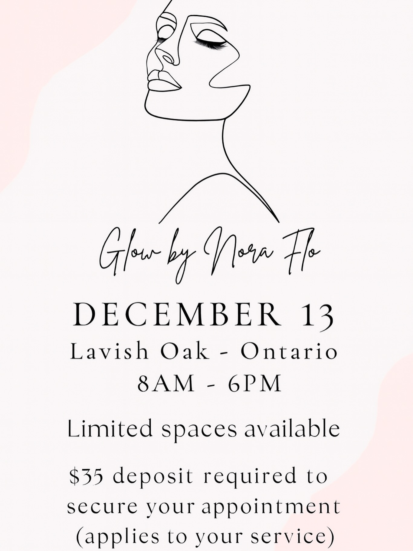 Excited to be back in Ontario on December 13th at Lavish Oak! 🧖🏻♀️ 🫧
Limited appointments available! Book your facial now and get your holiday glow just in time for all holiday festivities. ✨ Book now!
Gift cards are officially available for anyone needing a last-minute super thoughtful gift. 🤍
#glowbynoraflo #ontariofacials #ontariobeauty