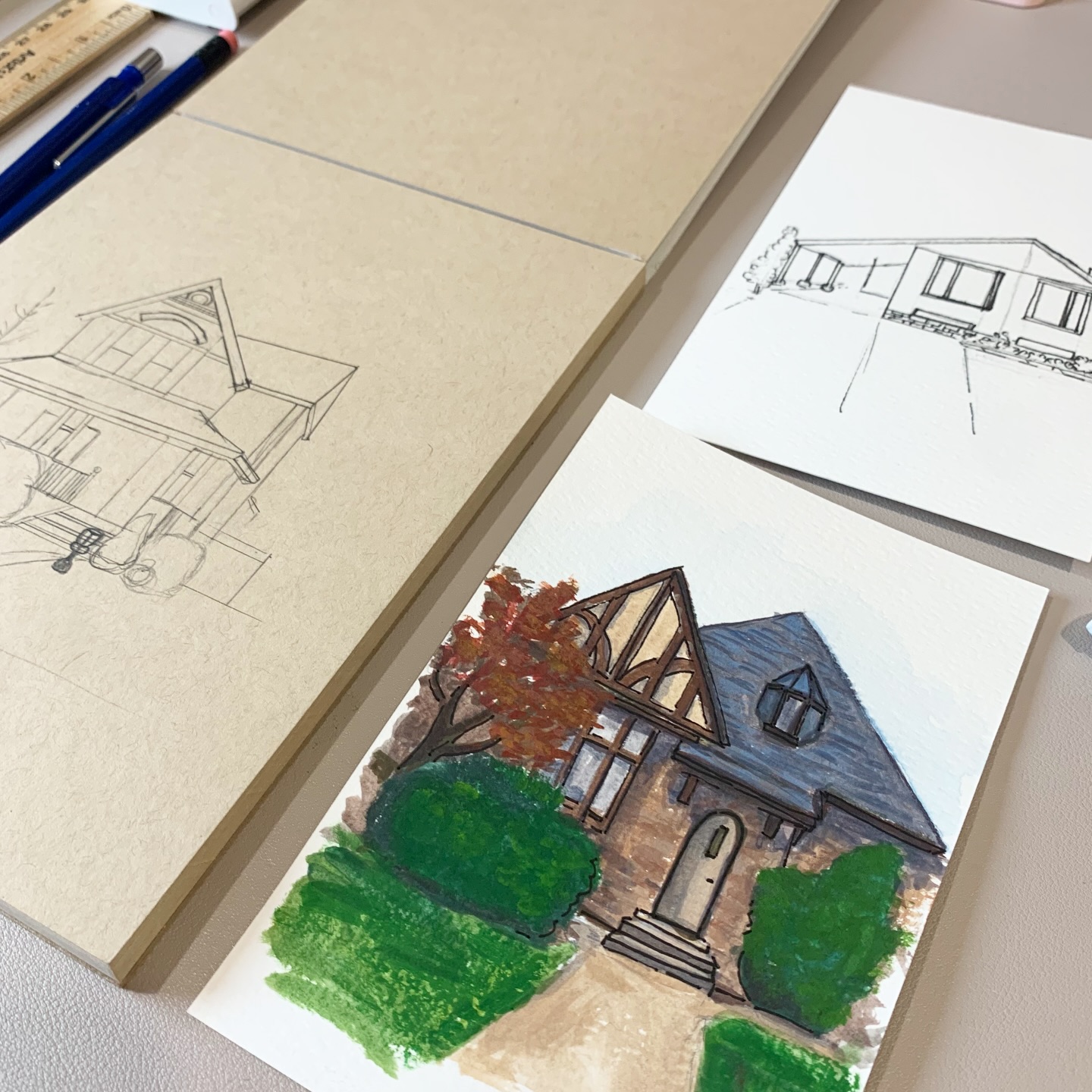 Random houses I found cute downtown
—>turned into a gouache painting.
Hamilton’s charm never misses 🏡✨
#HamiltonArtist #GouacheWork #winsorandnewton