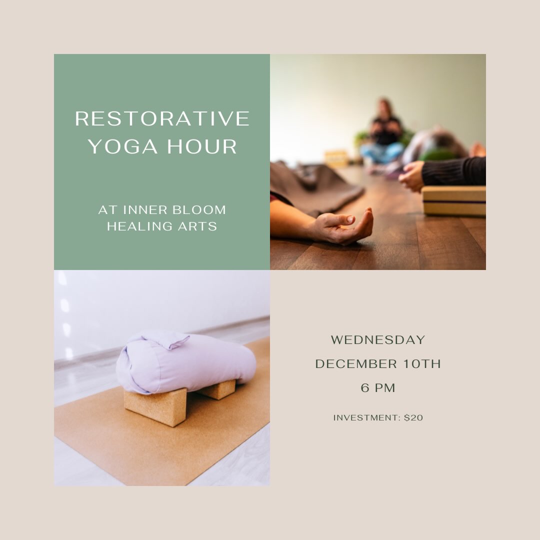 Come relax and recharge between the holidays with me at @innerbloomhealingarts next Wednesday, December 10th.
DM or email @innerbloomhealingarts to sign up. Space is limited. All levels welcome. Restorative props provided. Please bring a yoga mat.
Hope to see you there 🫶🏼