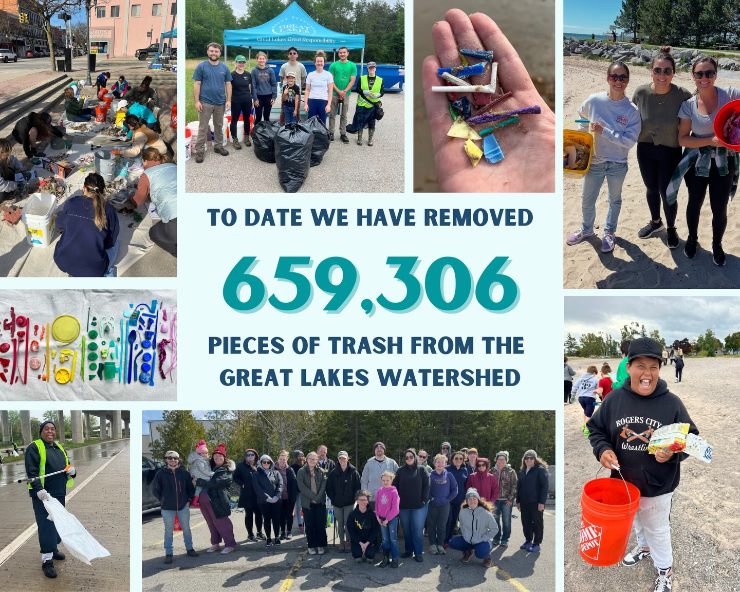 Dear Great Lakes Guardian,
The Great Lakes need champions, and thanks to you, we’re making waves. This year was our biggest impact year yet, with 298,844 pieces of trash removed from shorelines, rivers, parks, and beaches across all five Great Lakes watersheds.
As we gear up for another year of protecting the freshwater we all love, we’re inviting you to make a splash this Giving Tuesday. Your tax-deductible gift, whether it’s $25, $50, $100, or any amount that feels right, helps fuel organized cleanups, reusable equipment purchases, and our mini-grant program that empowers cleanup leaders across the region.
This Giving Tuesday, we’re aiming to raise $5,000 for the five Great Lakes. Five lakes, one united mission.
Giving is easy:
1. Online: Visit www.greatlakeslove.org to make your secure donation right now (that link is in our bio).
2. By check: Send to Great Lakes Great Responsibility, P.O. Box 151, Ossineke, MI 49766.
Just like every piece of litter counts, every single gift makes a difference. Thank you for standing up for the water that sustains us, and for keeping the Great Lakes a place worth loving.
With gratitude,
Meag Schwartz
Founder/Board Chair