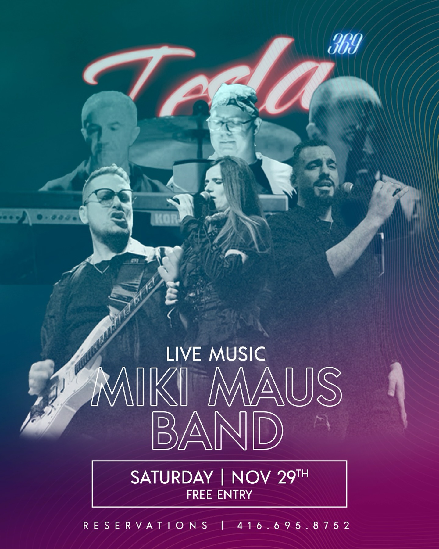@miki.mausbend is back at Tesla this Saturday!! 💃🕺🎶 Join us for a night of dining, drinking, and dancing! 🥂 | Reservations: 416-695-8752 📞 or DM 📥 | See you all there!! 😎