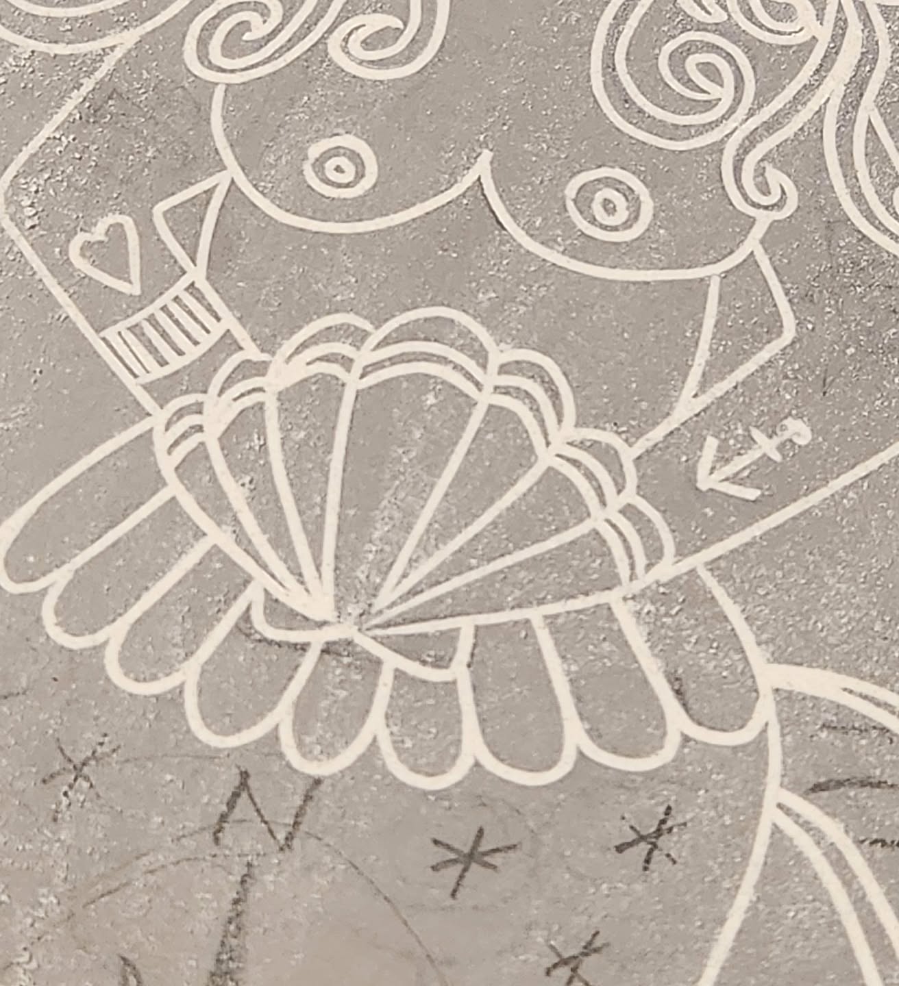 The Flour Test showing me that that shell needs a bit more work.
#linocut
#flour
#testingtesting