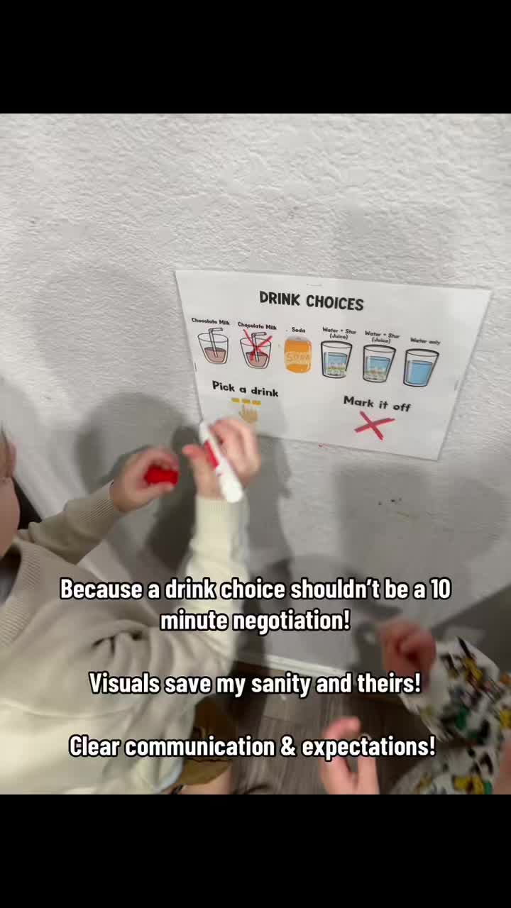 Let’s create a drink choice visual because picking a drink should result in a 10 minute negotiation.
Results: he said “I like this! This is the best!!” 👏🏻👏🏻
#ABA #BCBA #SLP #parenting #mom #communication #bcbamom