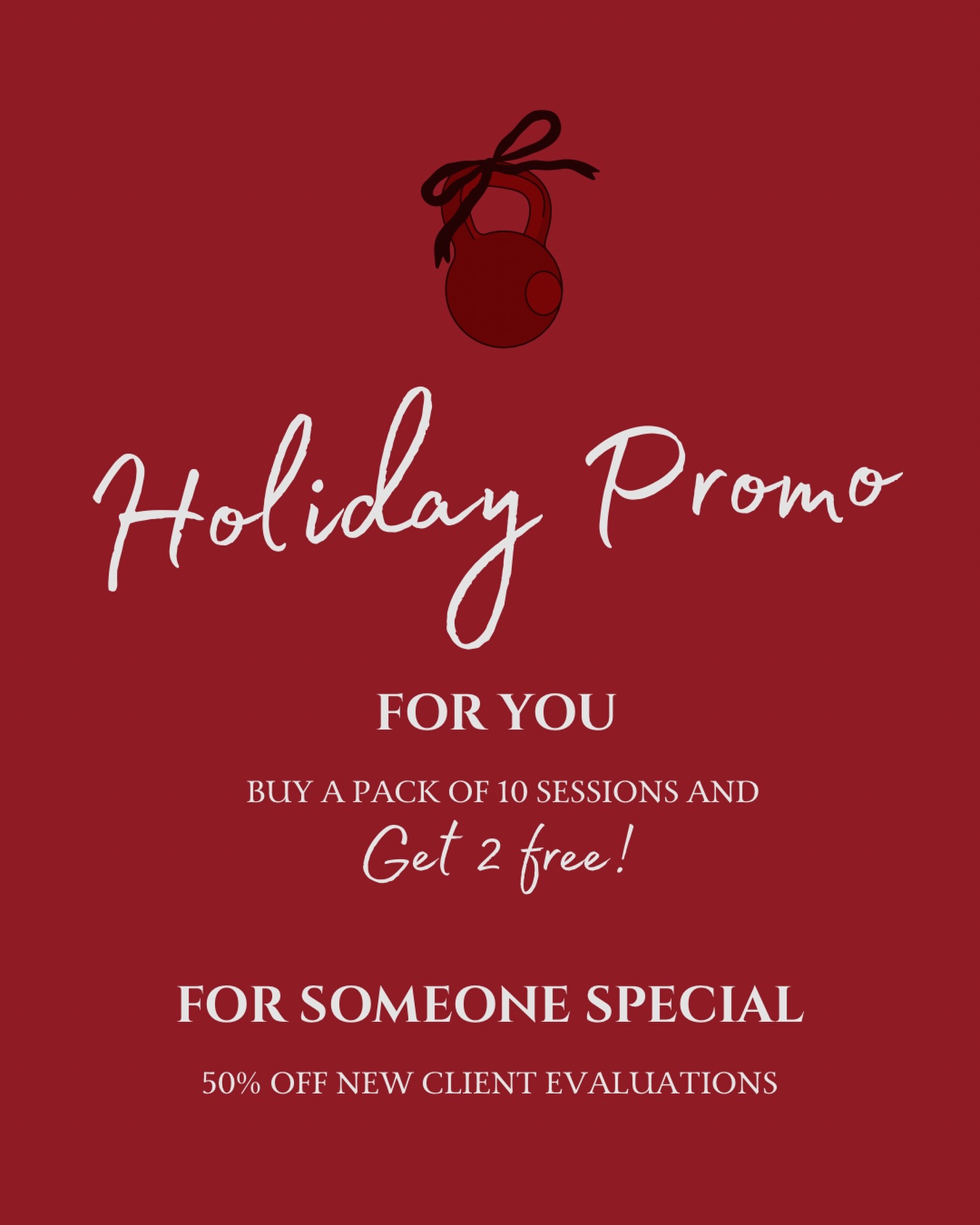 Give the gift of feeling good āØ
Our Holiday Promo is here ā treat yourself and someone special (a friend, a new mom, a family member, or anyone you love).
Stronger bodies, calmer minds, happier holidays. ā¤ļøš
#BlissPTandPilates #BlissPhysicalTherapy #PilatesMarlton #PelvicFloorPT #PregnancyFitness #PostpartumRecovery #SouthJerseyMoms #MarltonNJ #NJPhysicalTherapy #PilatesLife #HolidayPromo #WellnessGifts #GiftOfHealth #WomenWhoMove #MovementHeals