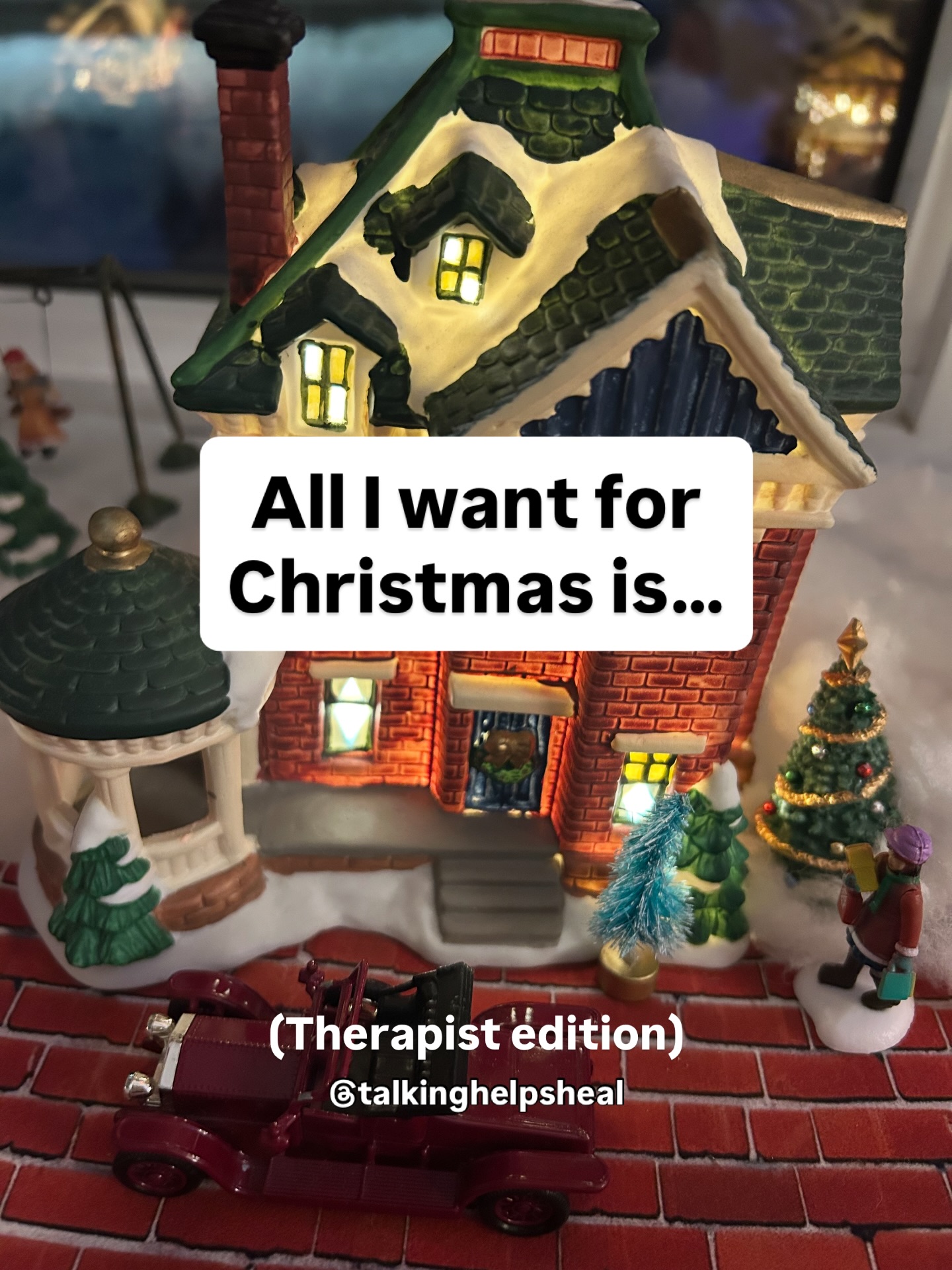 All I want for Christmas is…therapist edition. Ft. A bit of my Christmas village 🙃🎄
#alliwantforchristmas #therapistsofig #therapisthumour #therapy #counselling
