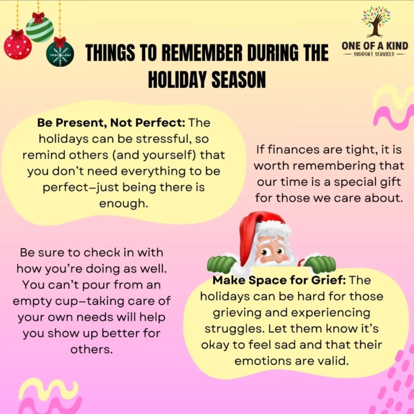 It's almost that time of the year again 🎄🦌🔔
Some gentle reminders for this festive season, we are here for all your support needs 🩷