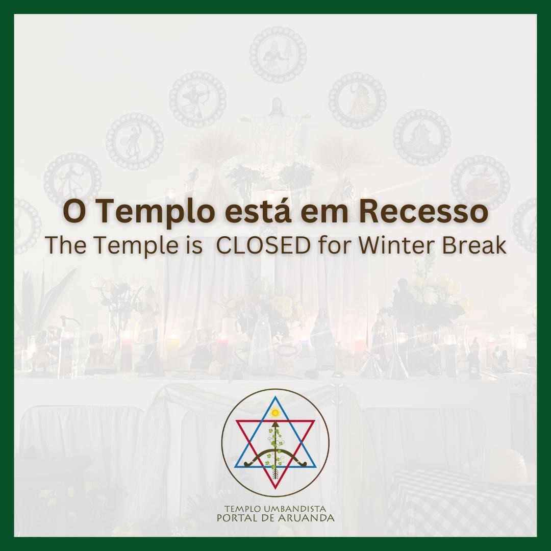 Gostariamos de deixar um lembrete de que as atividades deste ano do Templo Umbandista Portal de Aruanda estão oficialmente encerradas.
Voltaremos no ano que vem com mais informações e novas orientações.
Desejamos a todos um excelente final de ano. Até 2026!
Just a reminder that the activities for this year at the Temple are now officially concluded.
We’ll return next year with more information and updates.
Wishing everyone a wonderful end of the year. See you in 2026! ✨