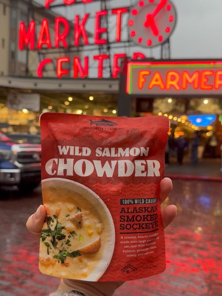 A little December good news: our soups and shelf-stable smoked pouches are now available at Pike Place Fish Market!!
If you find yourself wandering the Market this season - or know someone who will - you can grab a pouch (or two!) right from the corner counter from the guys at @pikeplacefish. You know the ones: the iconic fish-throwersβ¦ the animated crew who turn seafood into a full-body art formβ¦ the heartbeat and pulse of the Market! πβ€οΈβπ₯
Our soups and smoked pouches are perched atop the counter, right above mountains of wild salmon and crab and that unmistakable chorus of voices.
Theyβre cozy, nourishing, easy to slip into a tote (or a stocking!), and the kind of thing that makes weeknight dinner feel simple but special - especially after a day of putzing downtown and around the Market during the holidays.
This is such a special, full circle moment for us! Weβre feeling really grateful to be represented by these Pike Place legends. β‘οΈ