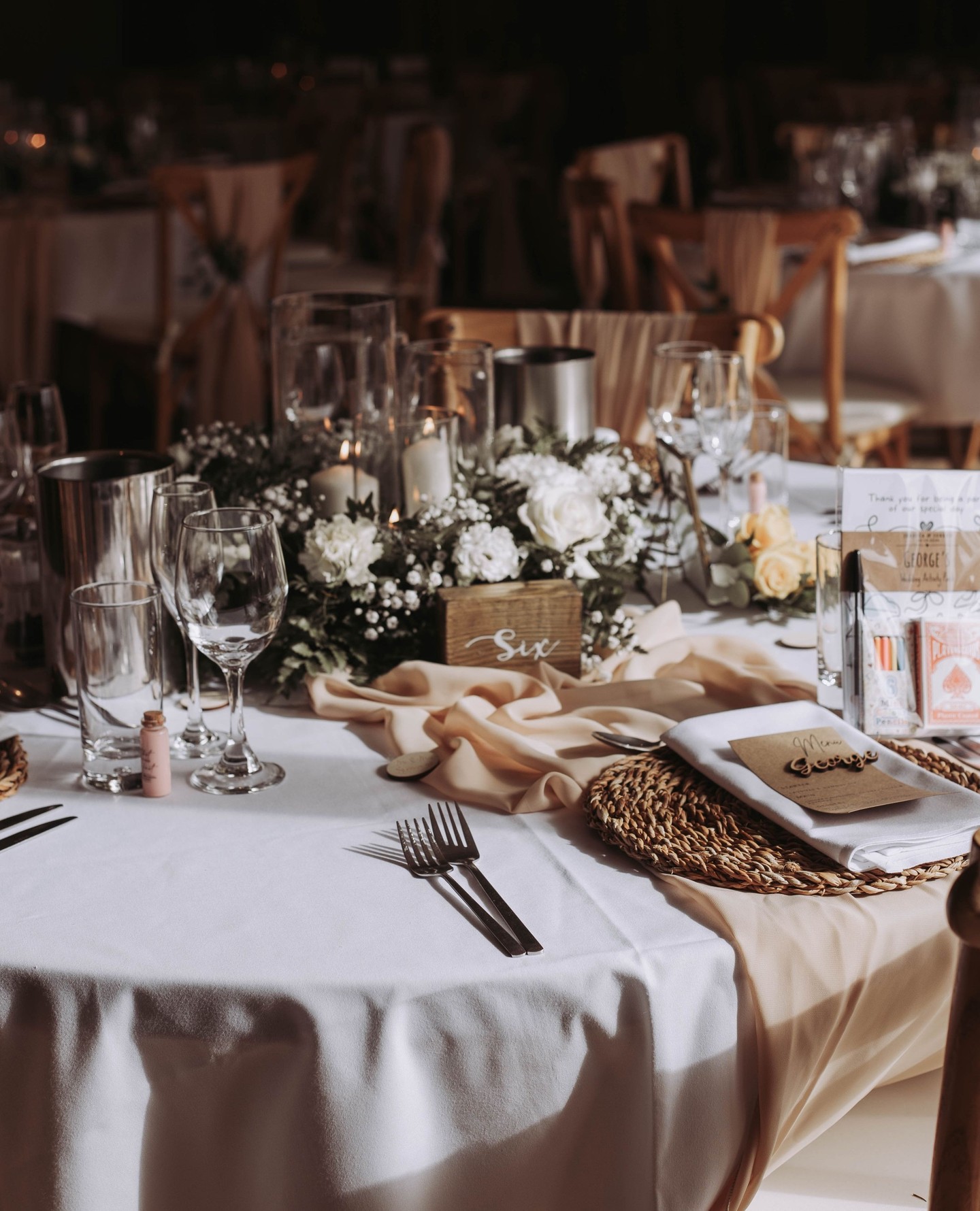 🌿WARM NEUTRAL🌿
Golden tones, candlelight and the gentlest florals for Jessica & Joe’s beautiful wedding breakfast at The Pavilion at The Manor House in Quorn ✨🤍
One of our favourite touches from the day was the special place setting for Jessica's nan. Complete with a photo of her grandad, lovingly placed so he could still be part of the celebration. A quiet, heartfelt detail that meant so much to the family, surrounded by soft yellow roses and delicate foliage.
Every table was dressed with textured rattan chargers, flowing chiffon drapes, layered glassware and lush centrepieces of white blooms and greenery — creating the warm, romantic atmosphere Jessica & Joe dreamed of.
An honour to style such a meaningful moment. ✨🤍🌿
Venue @themanorquorn
Photography @ctrphoto__
Styling @therusticweddingcompany
Florals @therusticweddingcompany
#WeddingStyling #WeddingInspiration #WeddingBreakfast #TablescapeDesign #WeddingDetails #NeutralWedding #RomanticWedding #CandlelitWedding #WeddingFlorals #UKWeddingStylist #EventStyling #WeddingDecorIdeas #TablescapeInspo #WeddingAesthetic #ManorHouseWedding #ThePavilionQuorn #QuornWedding #ElegantEvents #WeddingInspo #SoftNeutralPalette #StyledWithLove