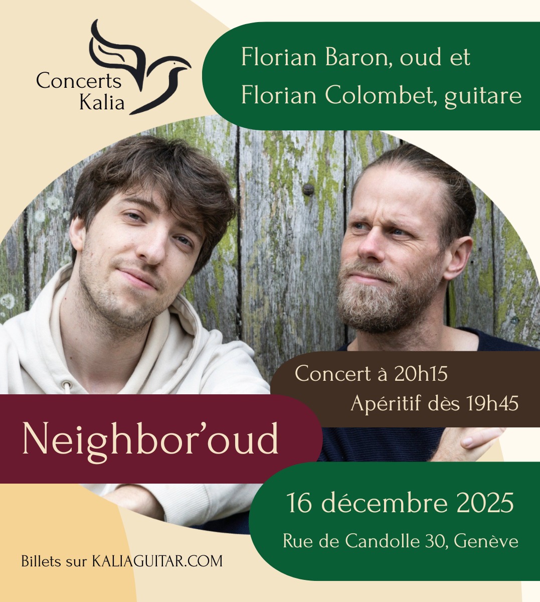 Découvrez l'univers musical de Neighbor'oud né de la rencontre de deux musiciens d'horizons différents sur un palier d’immeuble, à Rennes, il y a 10 ans. Infos en bio.
kaliaguitar.com
#guitare #concert #genève #guitareclassique