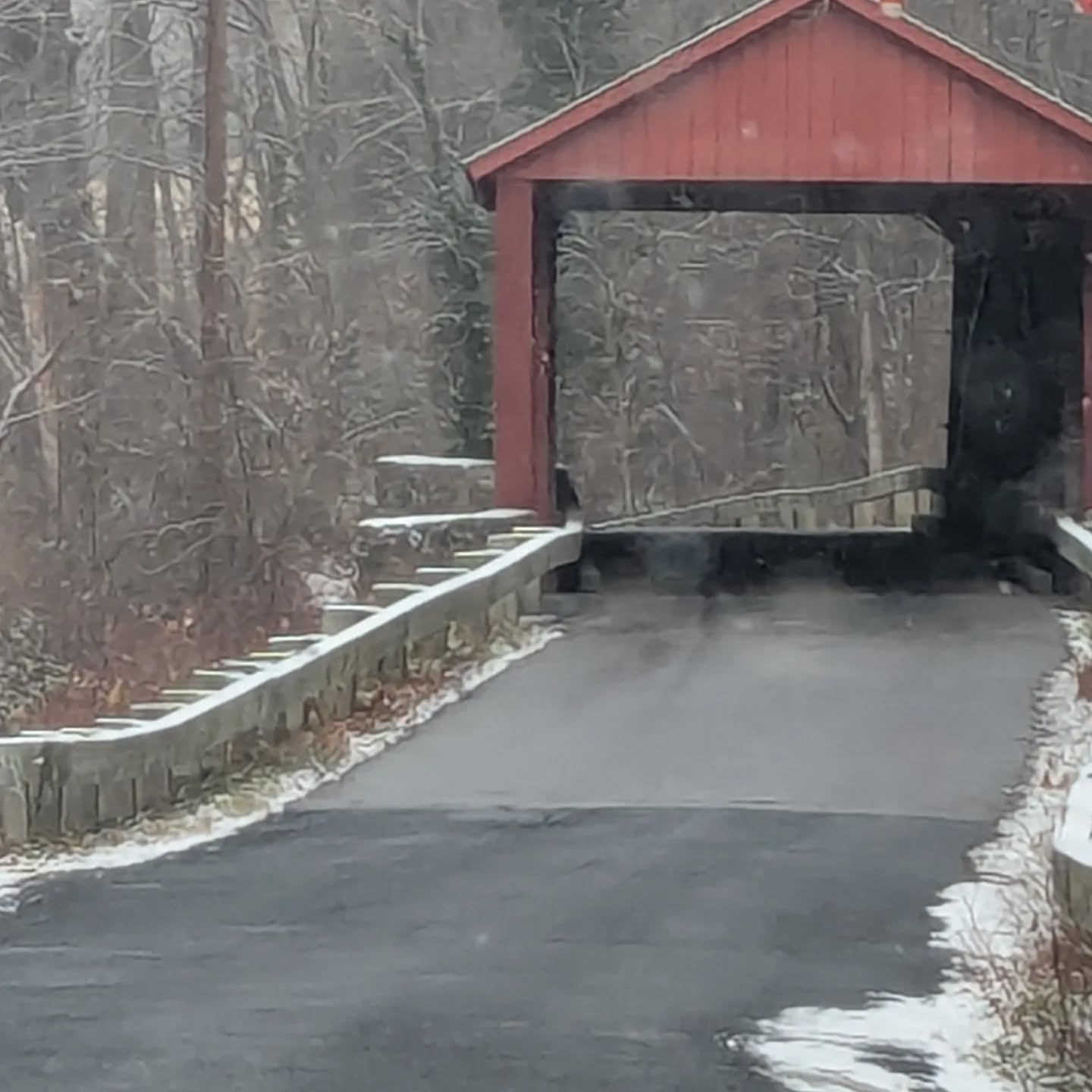 Sometimes I have to drive in not so great weather for work, but sometimes that means I get to be in places like this. A magical covered bridge #magicalmoments #yuletide #firstsnow