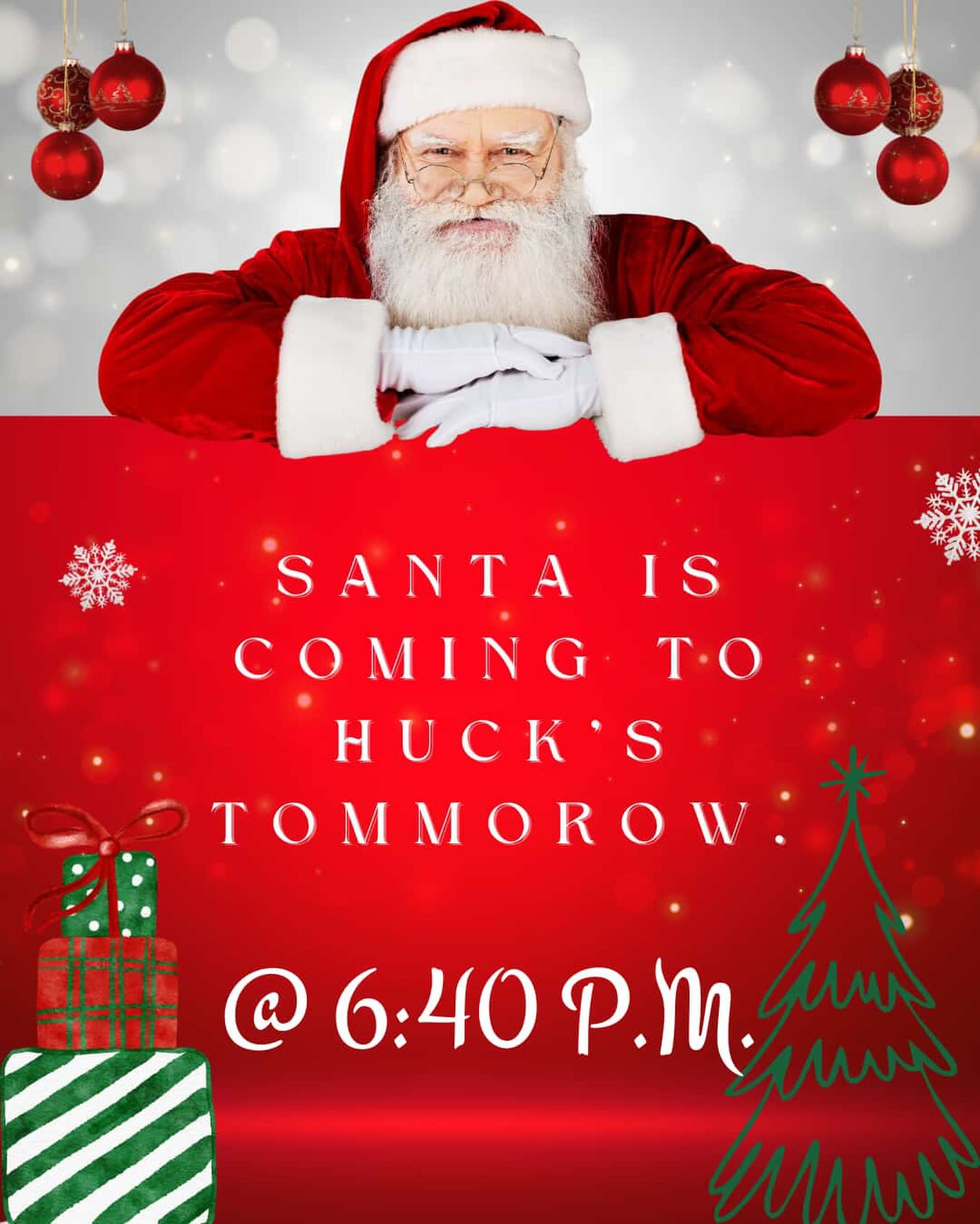 Come on in to get pictures with Santa tomorrow at 6:40 p.m! We are serving beer, wine, coffee, hot chocolate, Christmas cookies and gelato!
While you are here, don’t forget to get our gift card deal. Buy $100 and get $20 free!!
See you tomorrow at the Christmas stroll! #santa #christmas #hucksplace