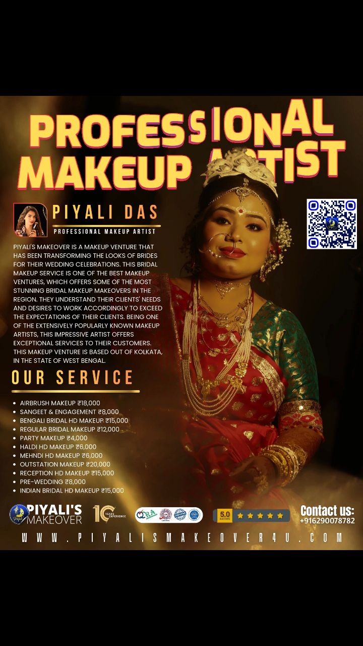 👰♀️💖 Become the Quintessential Bengali Bride with Piyali’s Makeover! 💄🌺
Your wedding look is more than makeup — it’s a reflection of your heritage, your elegance, and the most beautiful chapter of your life. At Piyali’s Makeover, we bring the essence of Bengali bridal beauty to life with a flawless HD finish that looks stunning in every angle and every light. ✨📸
From the glowing red bindi, the traditional alta, the artistic chandan, to the perfectly defined bold eyes — every detail is crafted with precision and passion to ensure you radiate confidence and grace. 🌷👑
✨ Why Brides Choose Piyali’s Bengali Bridal HD Makeup:
💄 Silk-smooth HD base that stays flawless from morning rituals to reception
🌸 Eye makeup that enhances depth, emotion & tradition
👑 Classic Bengali bridal elegance blended with modern luxury
🔥 Sweat-proof, long-wear and camera-ready finish
💋 Customized glam to match your saree, jewellery & personality
🌺 Soft skin prep for a naturally radiant bridal glow
Every bride deserves to feel royal — and with Piyali’s expertise, you walk into your wedding not just looking beautiful, but feeling empowered, elegant, and unforgettable. ❤️
💰 Bengali Bridal HD Makeup starts at only ₹15,000!
A premium bridal transformation crafted to perfection.
📞 Call / WhatsApp: 080176 88018
🌐 Visit: www.piyalismakeover4u.com
📍 Book your bridal date before slots fill up — your dream look awaits!
✨ Step into your wedding with unmatched glow, tradition, and confidence — only at Piyali’s Makeover. ✨
#PiyalisMakeover 💄 #BengaliBridalMakeup 👰 #HDBridalGlow ✨ TraditionalBengaliBride 🌺 BridalMakeupArtist 👑 FlawlessBridalLook 💕 BengaliBrideVibes 🔥 MakeupThatEmpowers 💋 PiyaliMakeoverMagic 🌸 BridalElegance 🌟