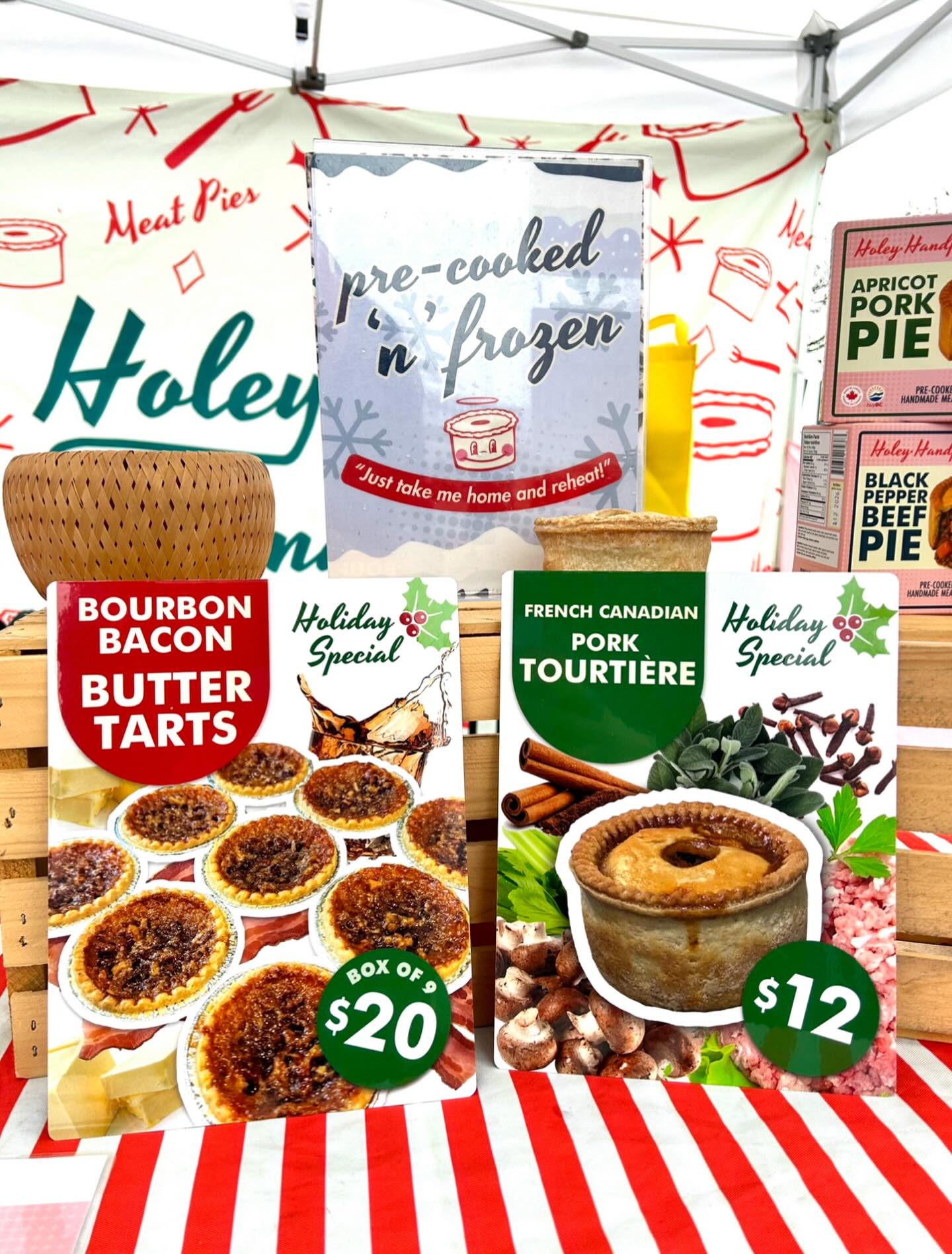 Hey Salmon Arm! We’ve got plenty of Bourbon Bacon Buttertarts, Tourtière pies, Spinach & Feta Handpies, as well as our regular stock down at the market. Hope to see you there! 😊🎄